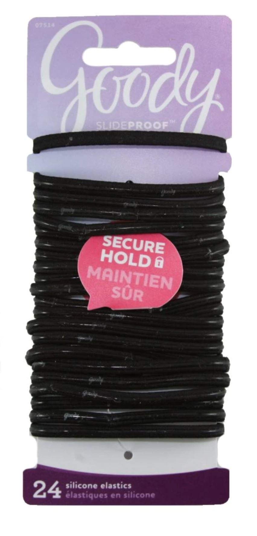 GOODY  SlideProof Flat Elastics Logo Black  24 Pack