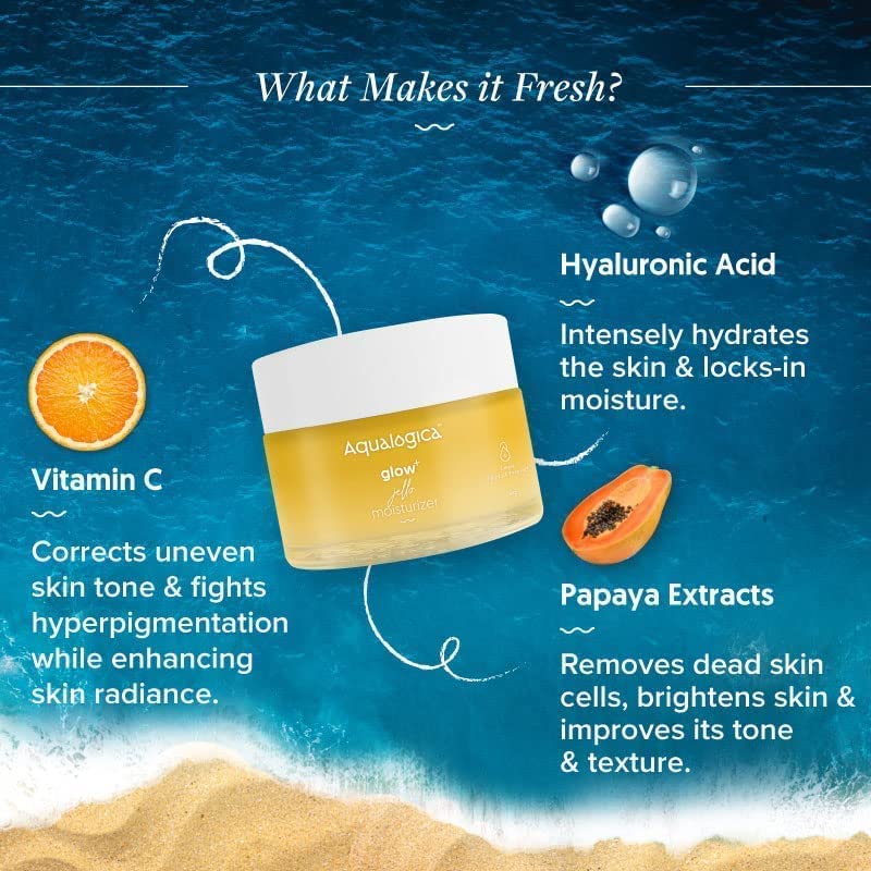Aqualogica Glow+ Jello Moisturiser With Vitamin C & Papaya For Illuminating Moisturization, Non Sticky & Skin Hydration For Men