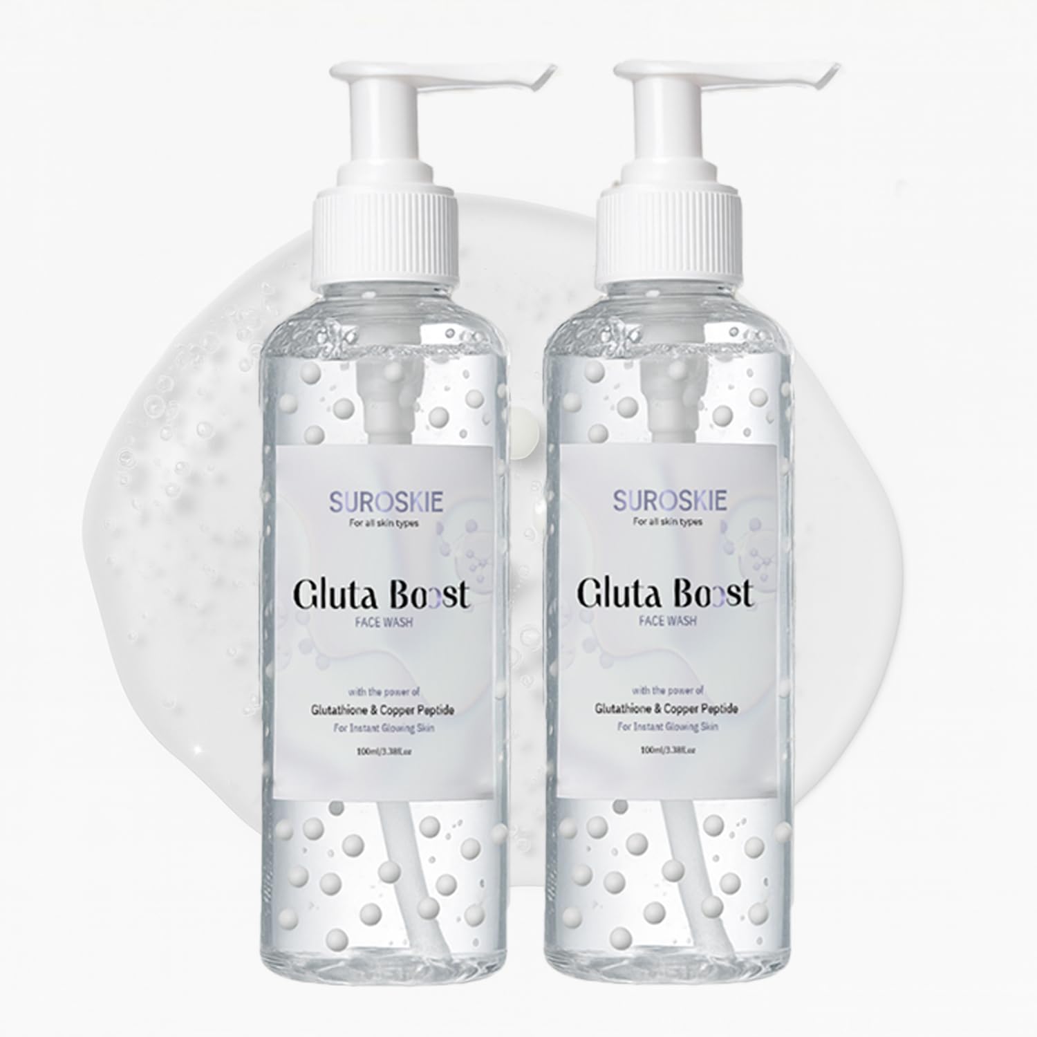Suroskie Gluta Boost Face Wash For Men & Women 100Ml (Pack Of 2) | With Glutathione Beads & Niacinamide For Radiant & Glowing Sk