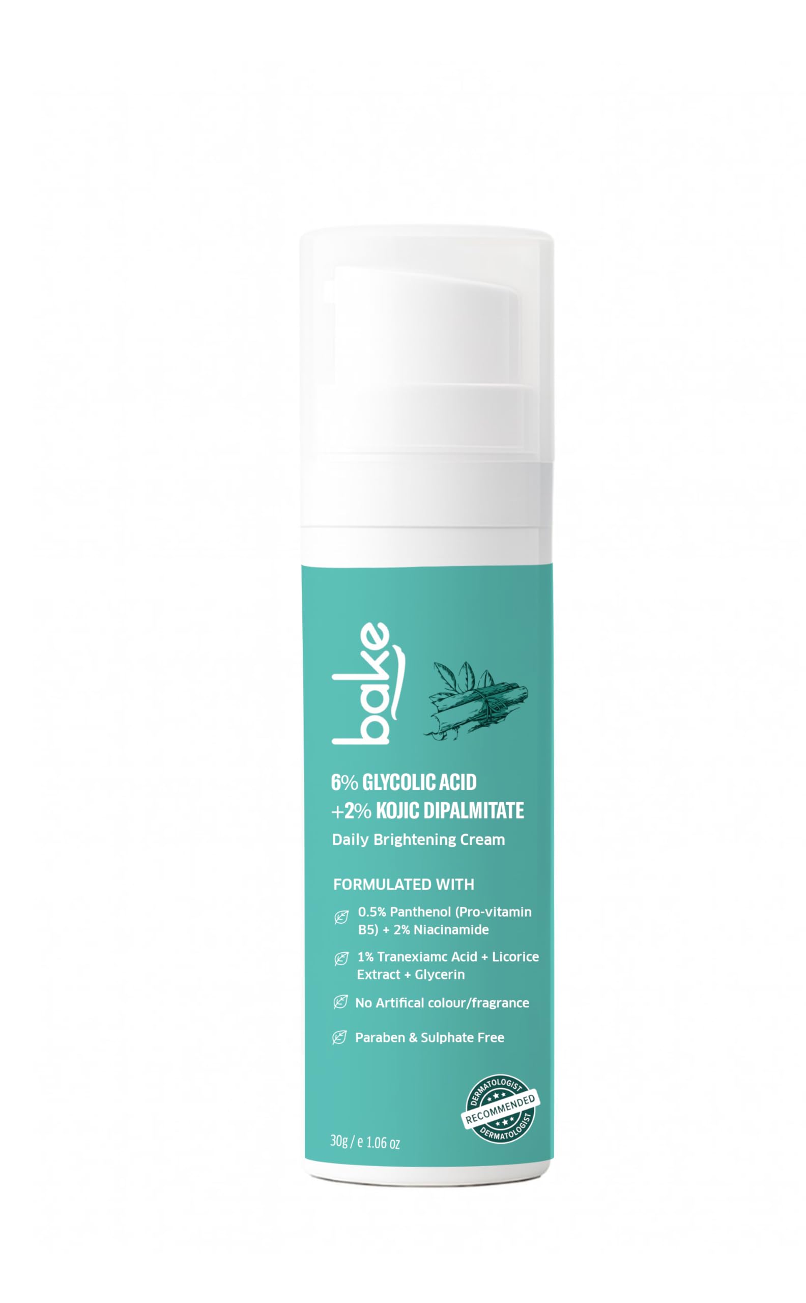 Bake 6% Glycolic Acid Cream With Niacinamide For Pigmentation, Dark Spots & Tan Removal | Daily Brightening Cream | Improves Une