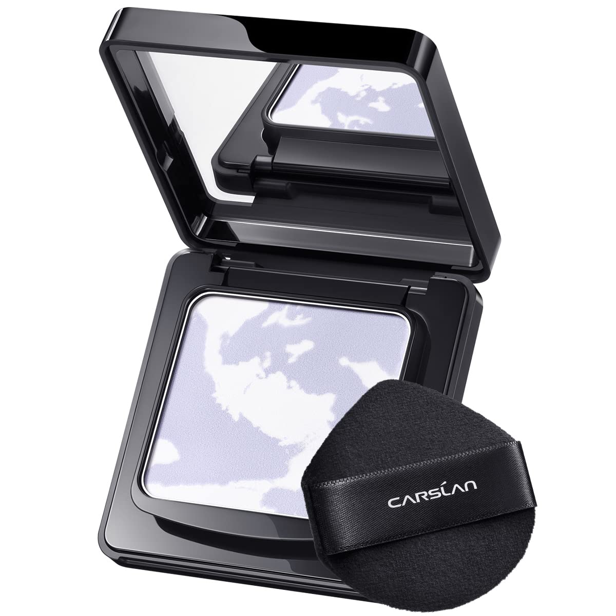 CARSLAN Waterproof Face Pressed Powder Compact, 24H Longlasting Oil Control Pressed Setting Powder Talc-Free Makeup, Shine Free,