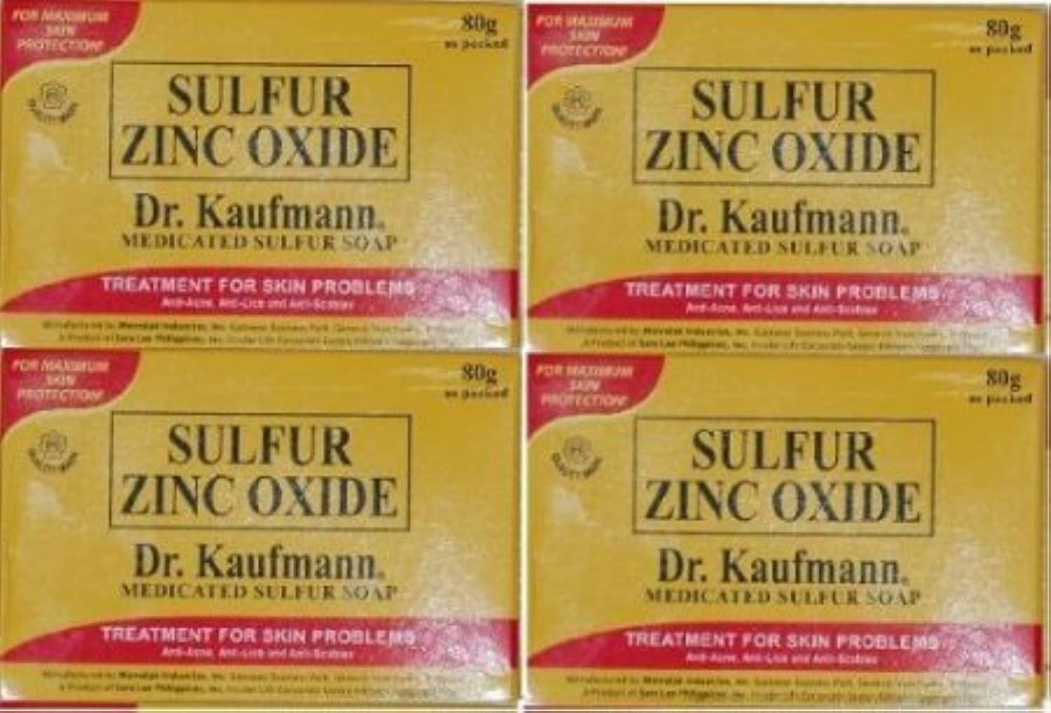 Dr. Kauffman Medicated Sulfur Soap - Lot of 4, 0.71 oz Each, Skin Treatment for Acne & Oily Skin, Antibacterial & Cleansing