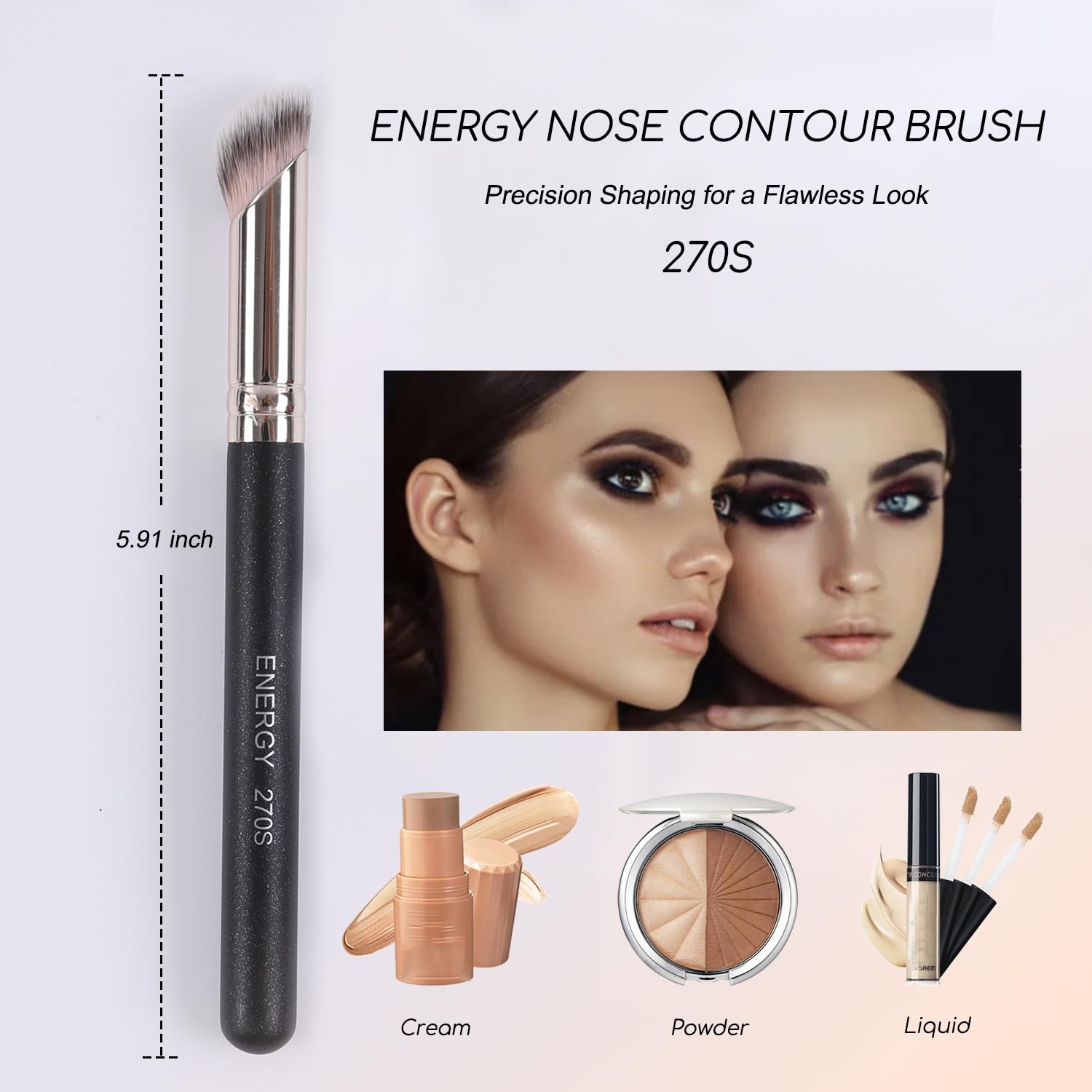 Energy Nose Contour Brush Angled Small Foundation Brush- Versatile Makeup Brush For Precision Contouring & Concealing, Perfect F