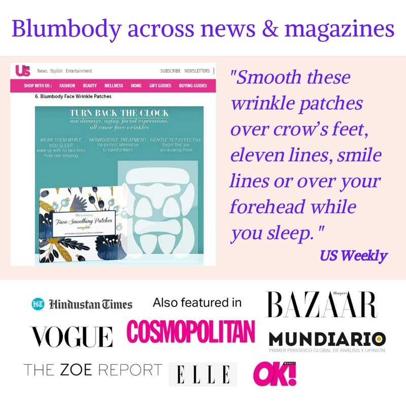 Blumbody Face Wrinkle Patches - Anti Wrinkle Facial Patches To Smooth Smile Lines - Non-Silicone Face Patches Wrinkles Tape For