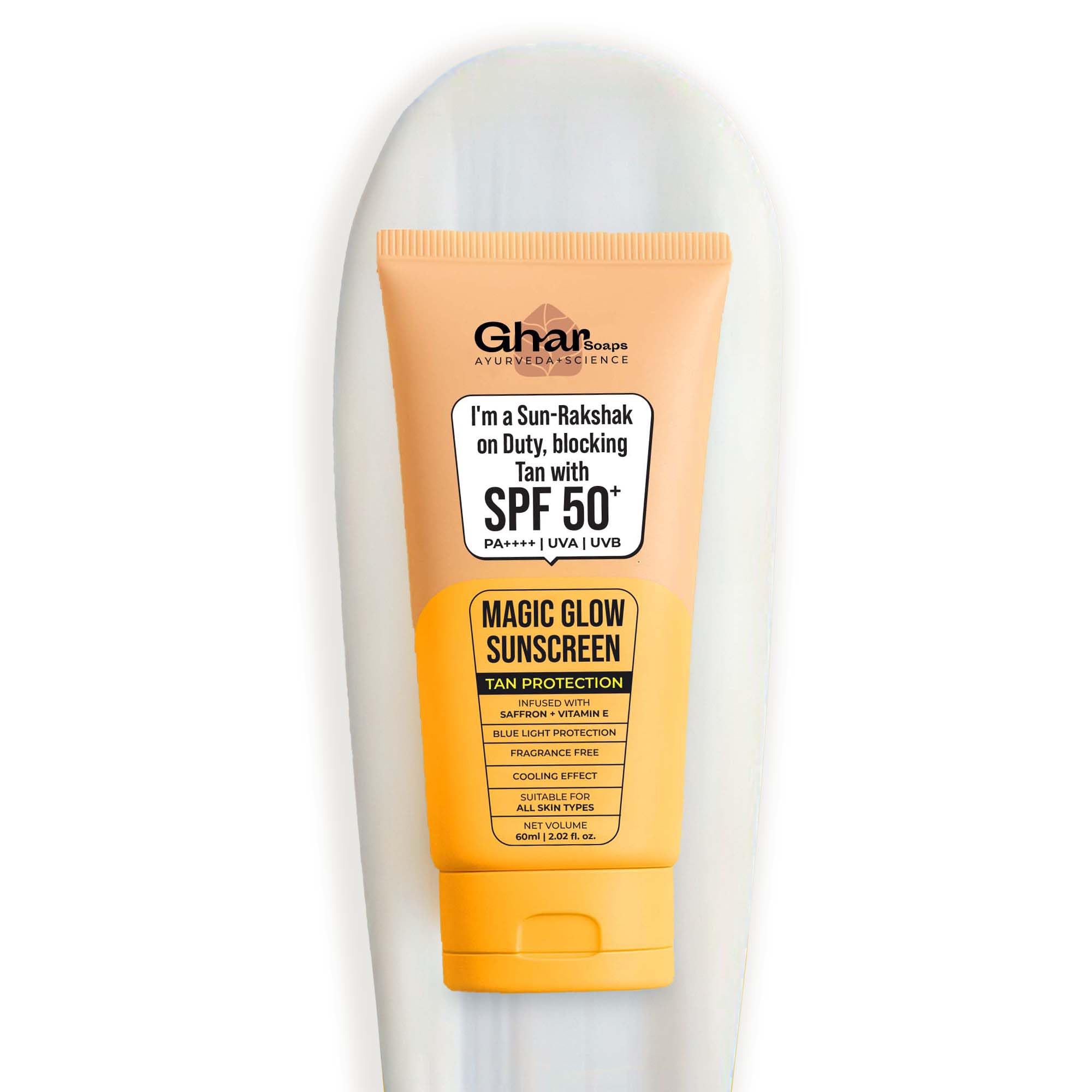 Ghar Soaps Magic Glow Spf 50+ Pa++++ Mineral Sunscreen | Uva/Uvb & Blue Light Protection | No White Cast, NonGreasy (60G, Pack 