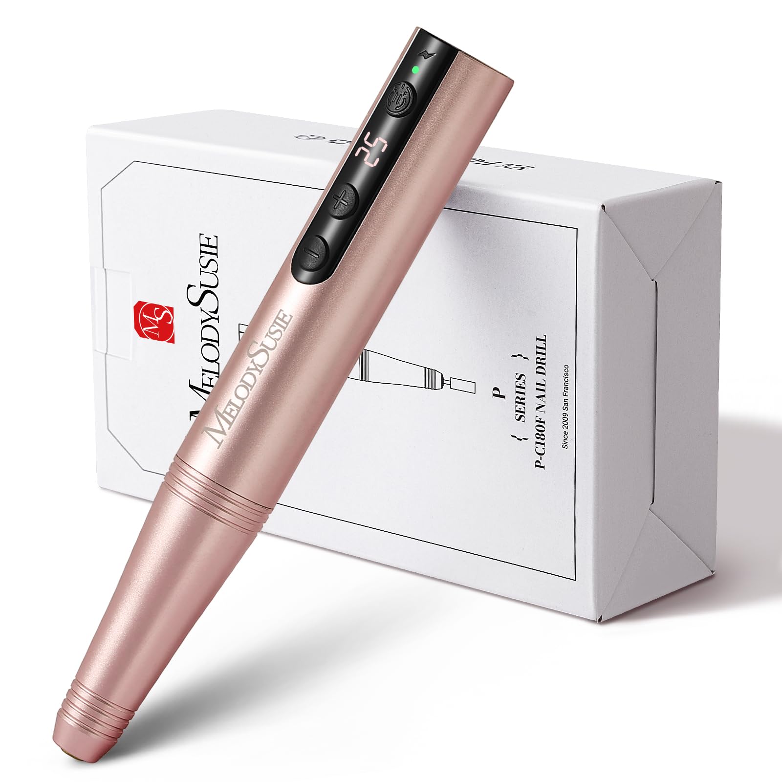 MelodySusie Cordless Electric Nail Drill Machine 11 in 1 Kit,PC180F 25000RPM Portable Rechargeable Nail Efile Set for Acrylic Ge