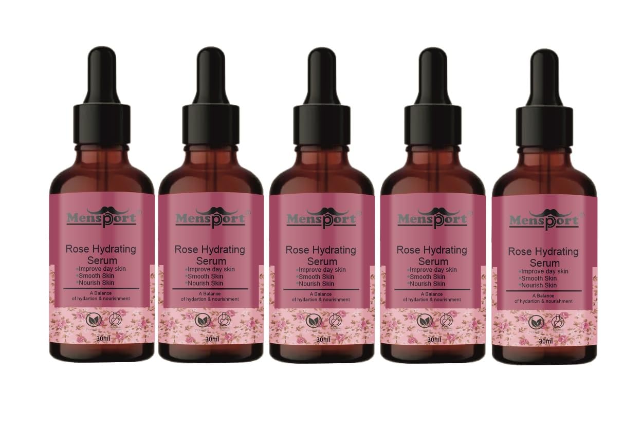 Mensport Rose Hydrating Face Serum | For, Blemishes, Toning & Bright Skin | Paraben Free | For Women & Men | 30Ml | Pack Of 5