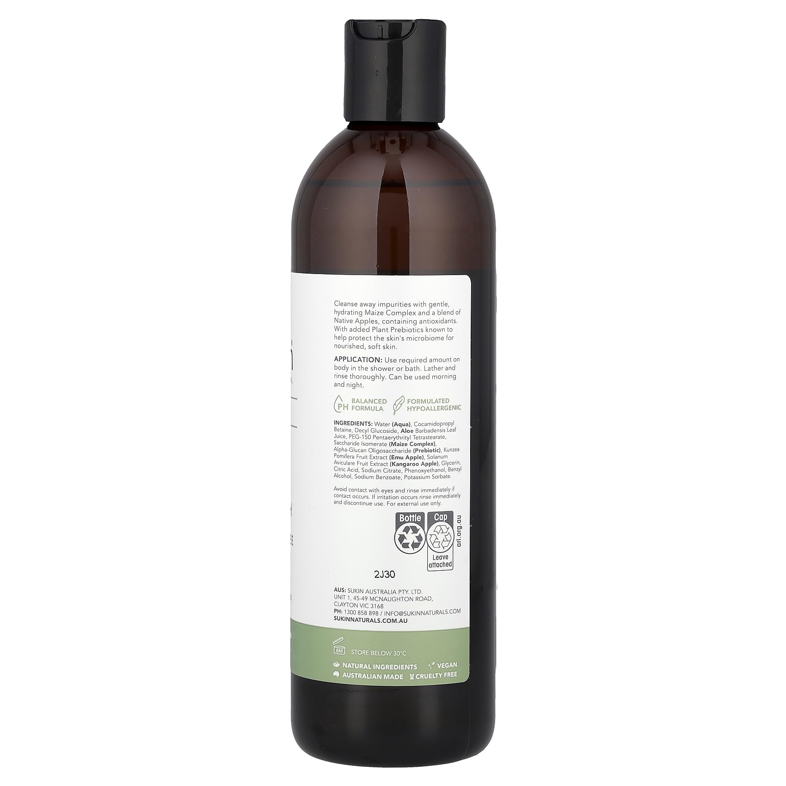 Sukin Skin Relief, Body Wash, Sensitive, Distressed Skin, Fragrance Free, 16.91 fl oz (500 ml)