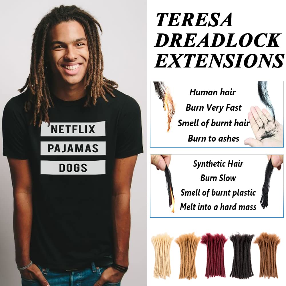 Teresa 8 Inch 40 Strands 100% Human Hair Dreadlock Extensions For Man/Women,Full Head Handmade Permanent Human Loc Extension (Wi