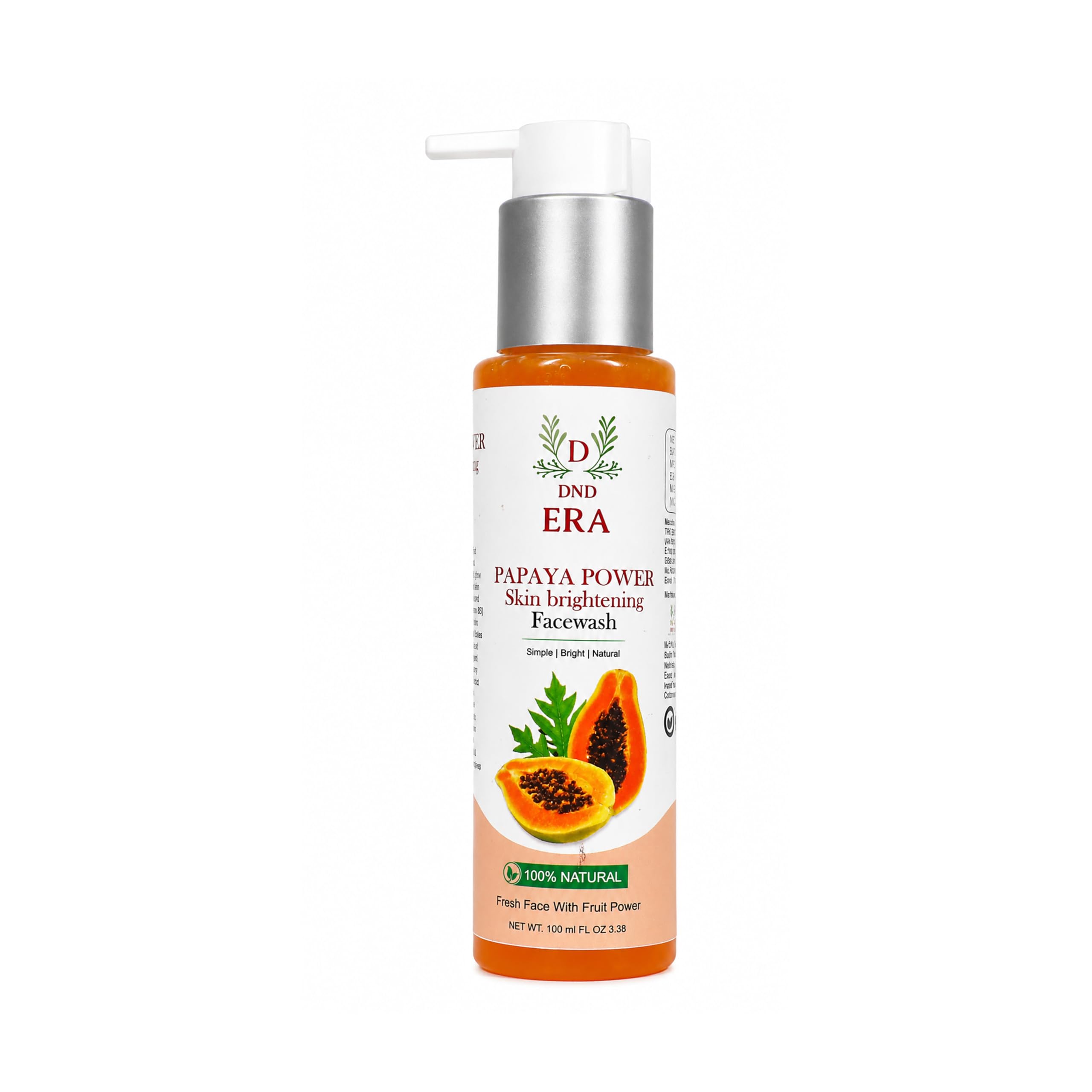 Dnd Era Papaya Face Wash For Deep Cleansing & Brightening | Natural Enzyme Exfoliating Cleanser | Removes Tan Dark Spots & Impur