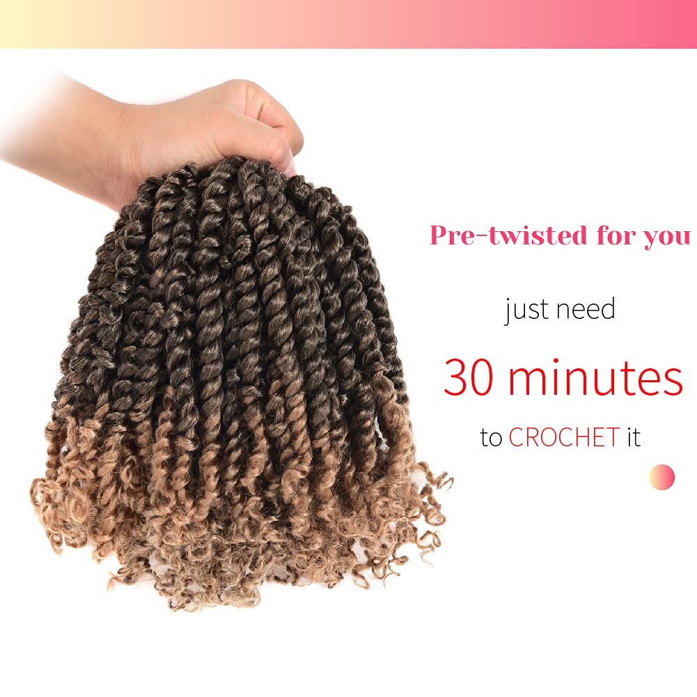 The BOHOBABE Crochet Passion Twist Hair Pretwisted 12 Inch Short Pre-looped Passion Twist Crochet Braiding Hair 8 Packs(T27)