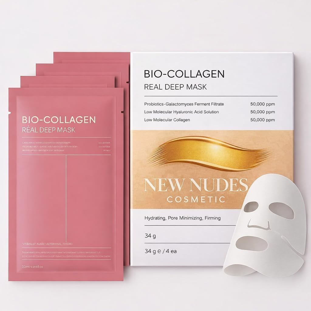 Newnudes Bio Collagen Overnight Hydrogel Face Mask, Korean Glass Skin Treatment With Hyaluronic Acid, Niacinamide & Vitamin E, D