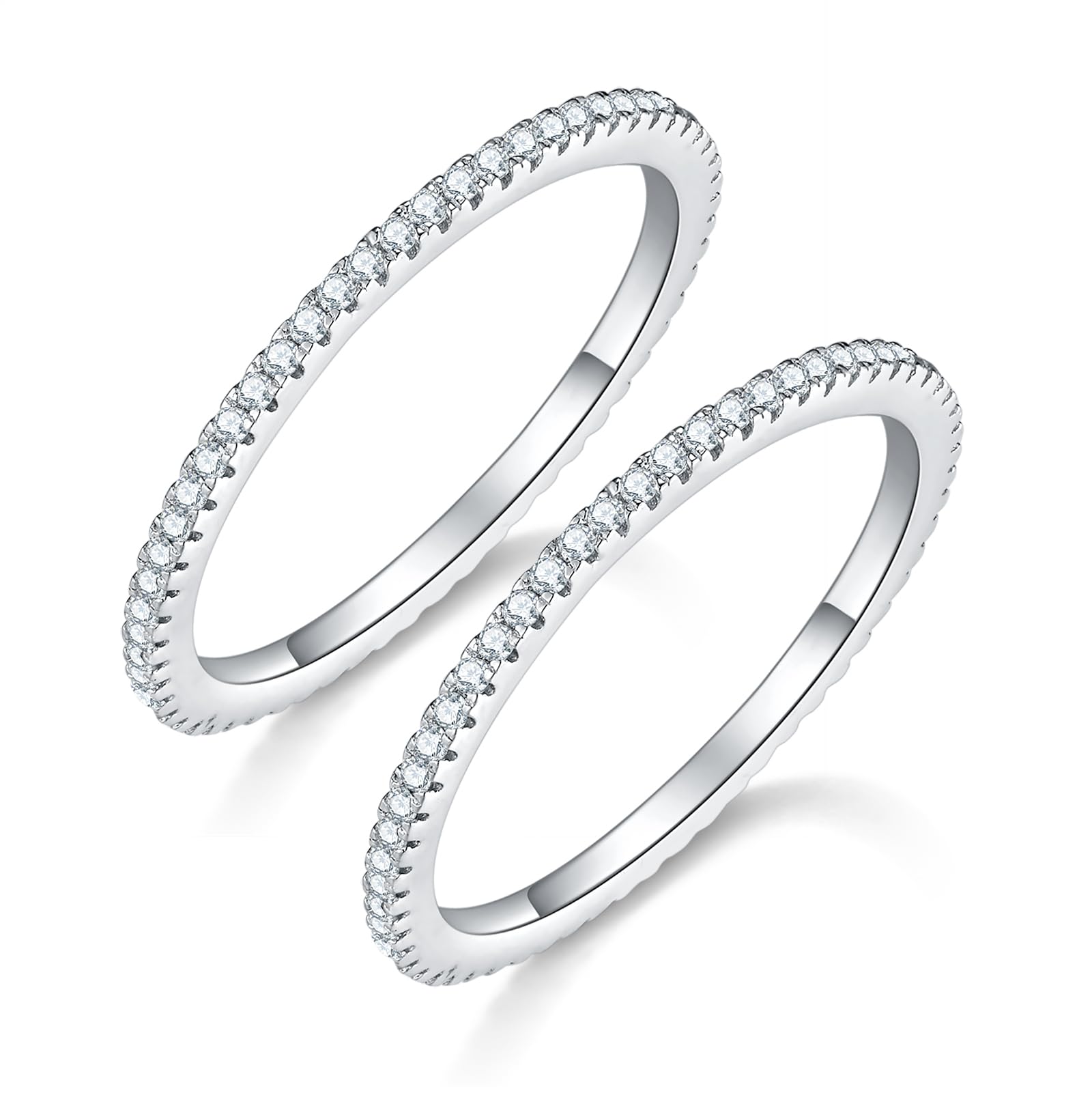 MINDDHA 2-Pack Stacking Rings Stackable Eternity Bands for Oura Gen 4/Oura Gen 3, Cubic Zirconia Simulated Diamond Oura Ring Sta