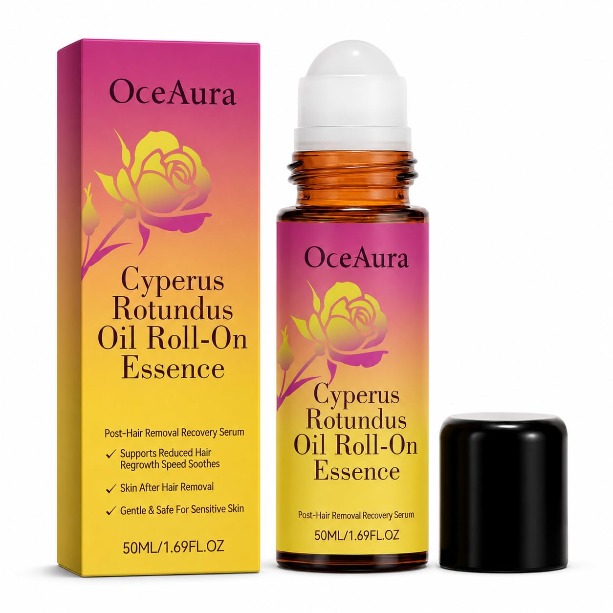 Cyperus Rotundus Oil Roll On Essence, Botanical Body Oil for Post Hair Removal Care, Moisturizing Skin Serum After Shaving Waxin