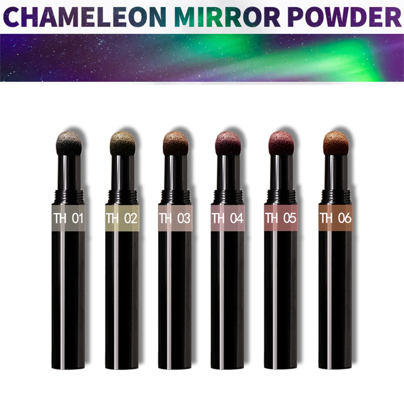 Rose Gold Chrome Nail Powder Pen,Roseflower 6 Pcs Metallic Nail Art Pigment Powder Pen Set, Shiny Nail Glitter Powder Air Cushio