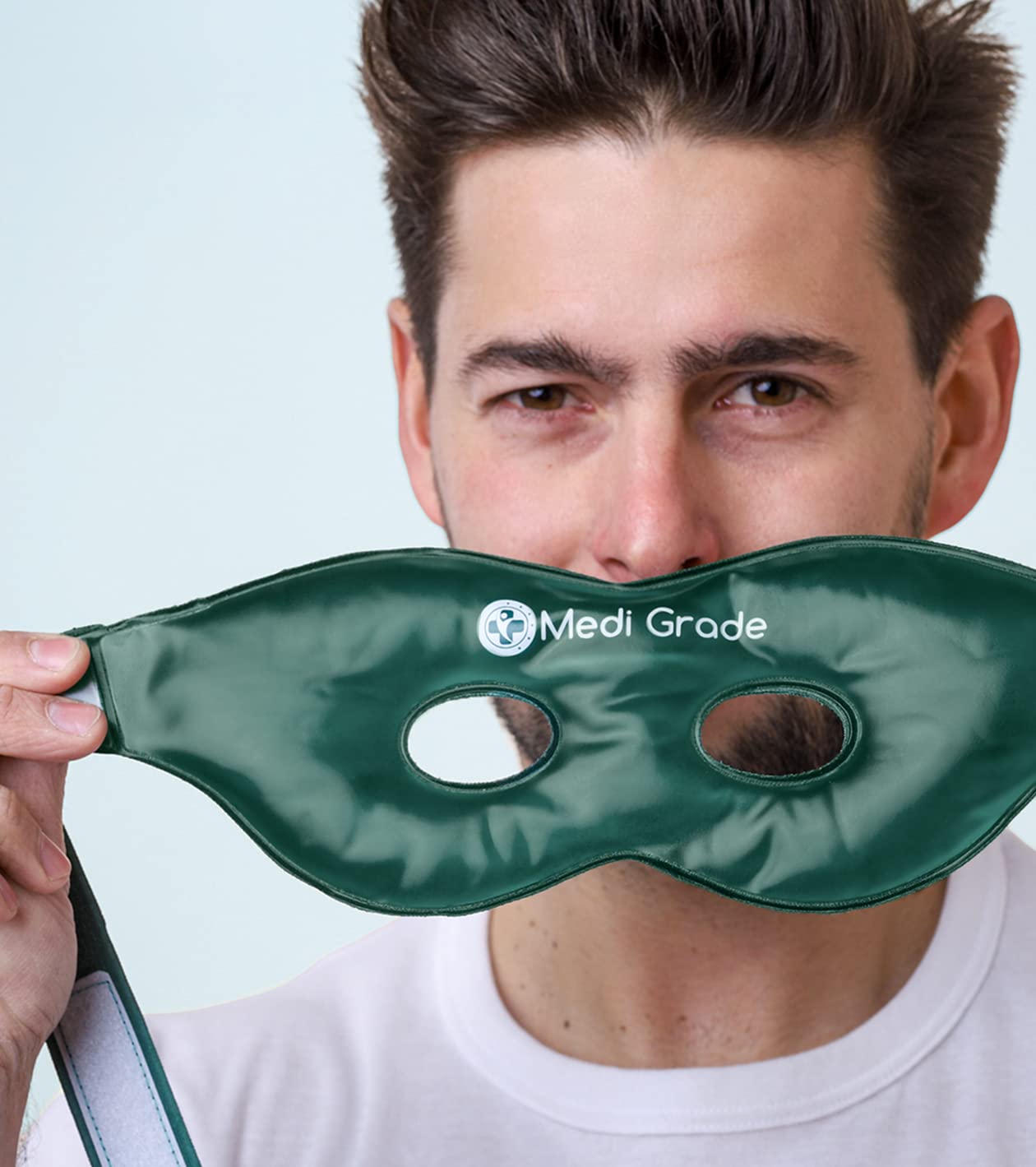 Medi Grade Cooling Eye Mask - Reusable Gel Eye Mask with 2 x Cooling Eye Pads and Cooling Storage Bag - Reversible Eye Mask with