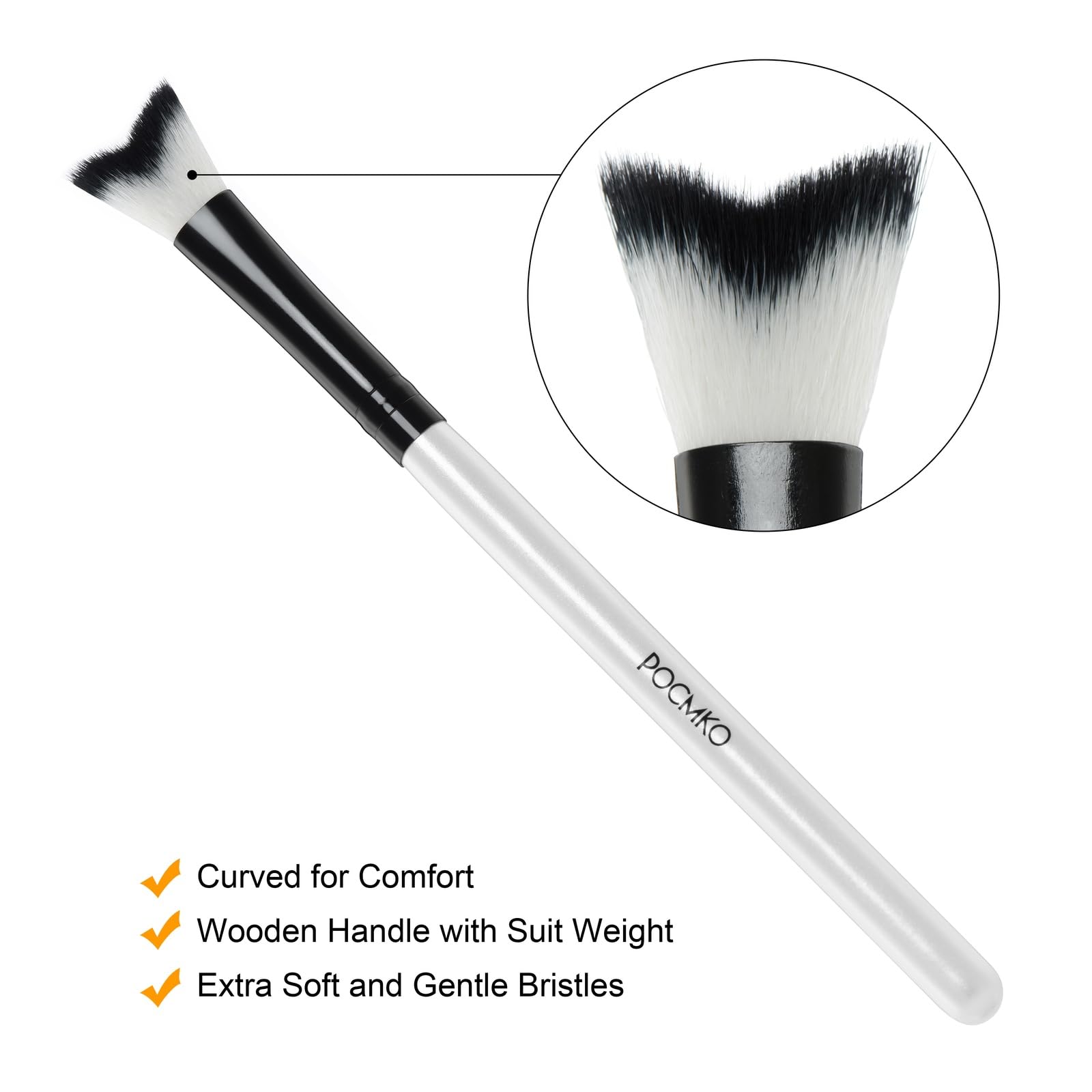 Pocmko 10 Pcs Curved Fluffy Lash Cleaning Brushes, Eyelash Extension Shampoo Cleansing Brush, Swoop Eyelash Cleanser Brushes, La