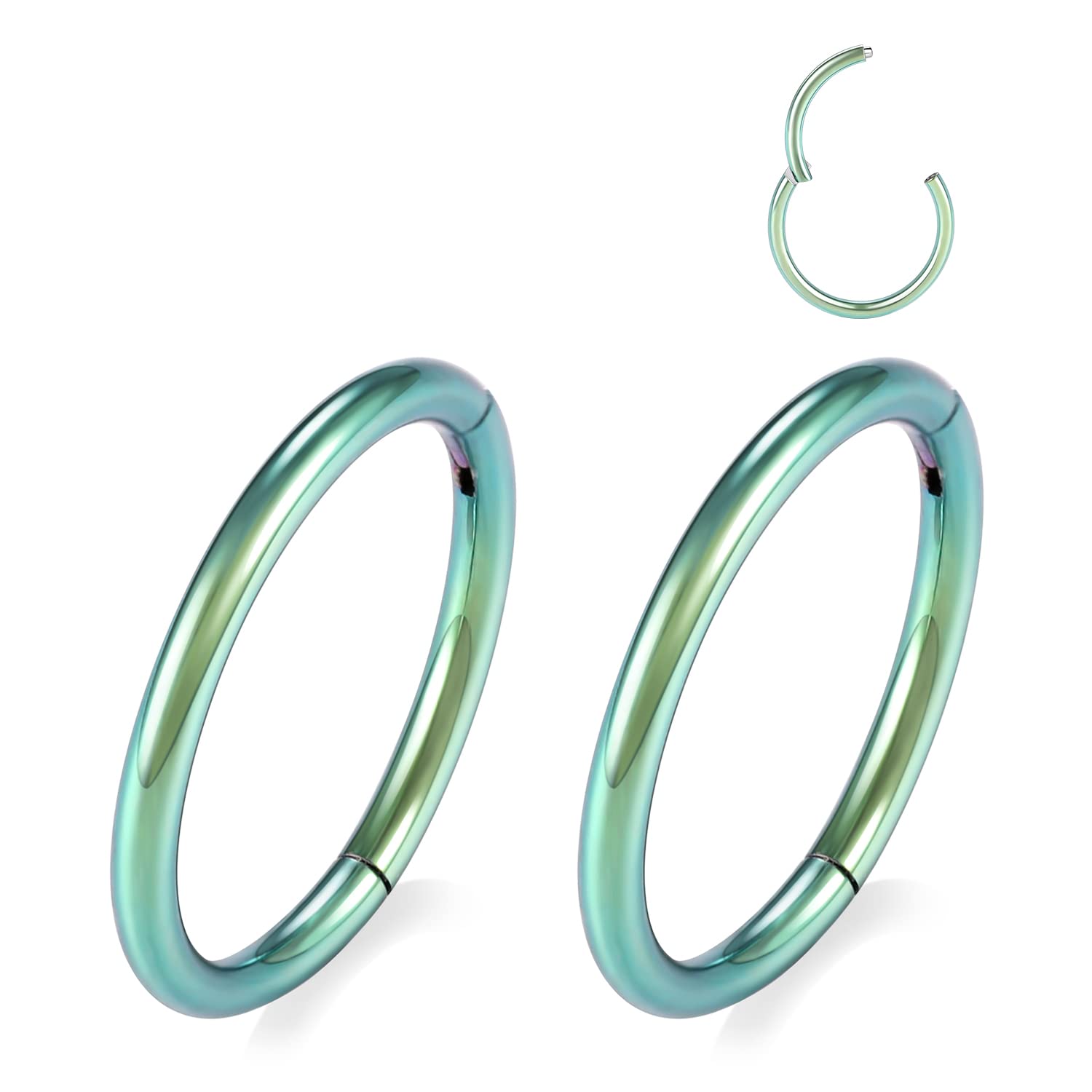 GAGABODY 16g Nose Ring Hoop Earrings Green Nose Hoops 16 Gauge Lip Rings Septum Hoop Seamless Septum Clicker 8mm Septum Ring Car
