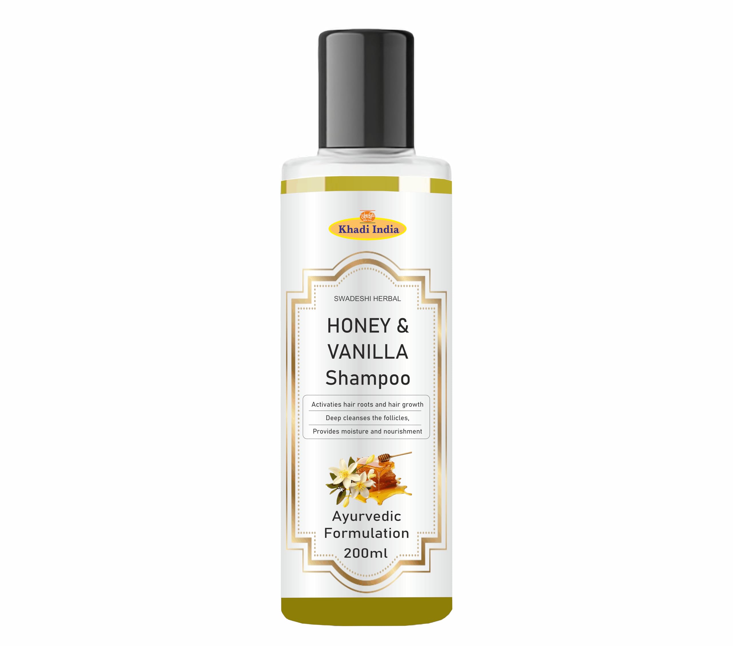 Khadi Honey Vanilla Shampoo  100% Natural Moisturizing Cleanser For Smooth, FrizzFree Hair  Gentle On Scalp  SulfateFree, P