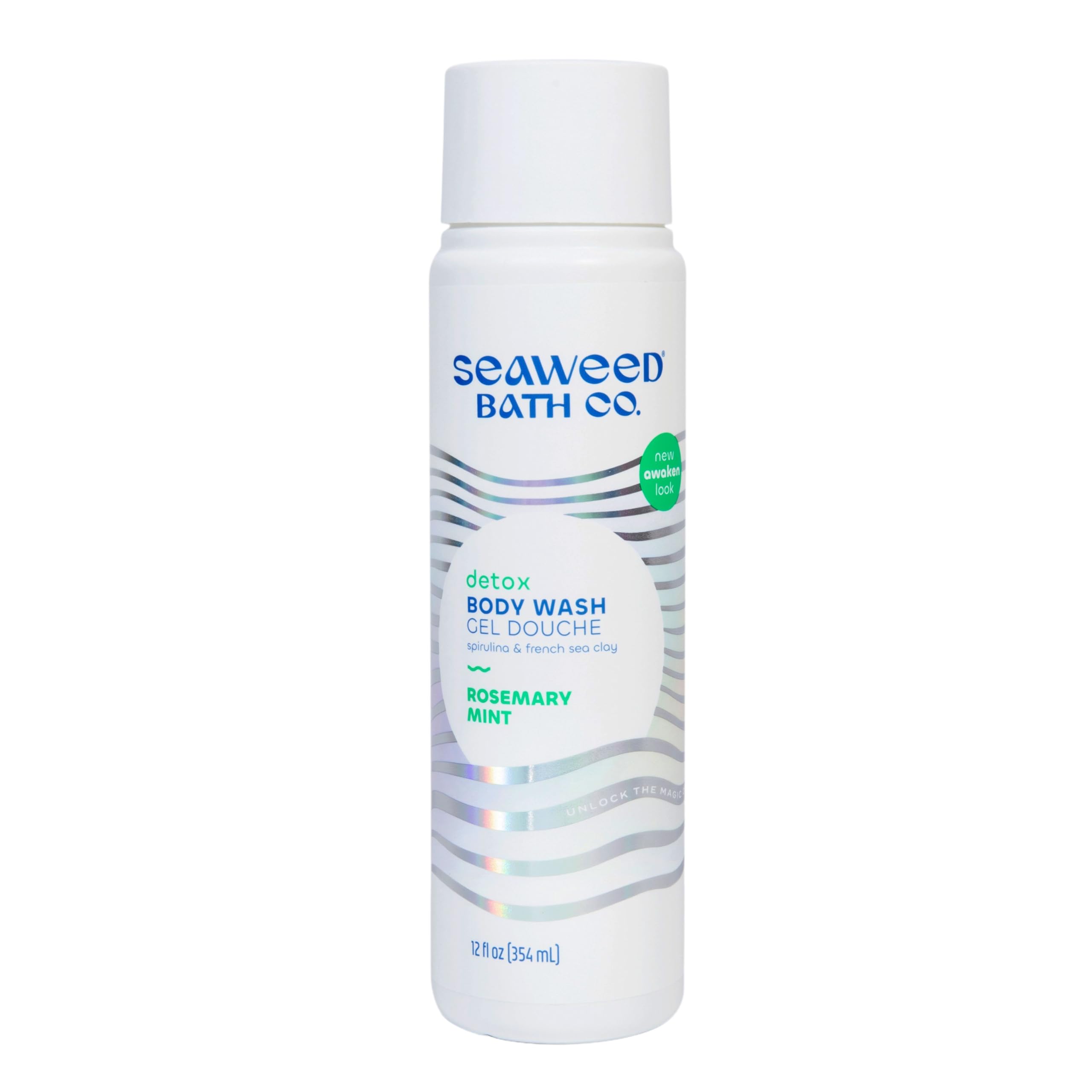 Seaweed Bath Co. Detox Body Wash, Rosemary Mint Scent, 12 Ounce, Shower Gel For Men & Women, Vegan, Paraben Free, Sulfate Free,