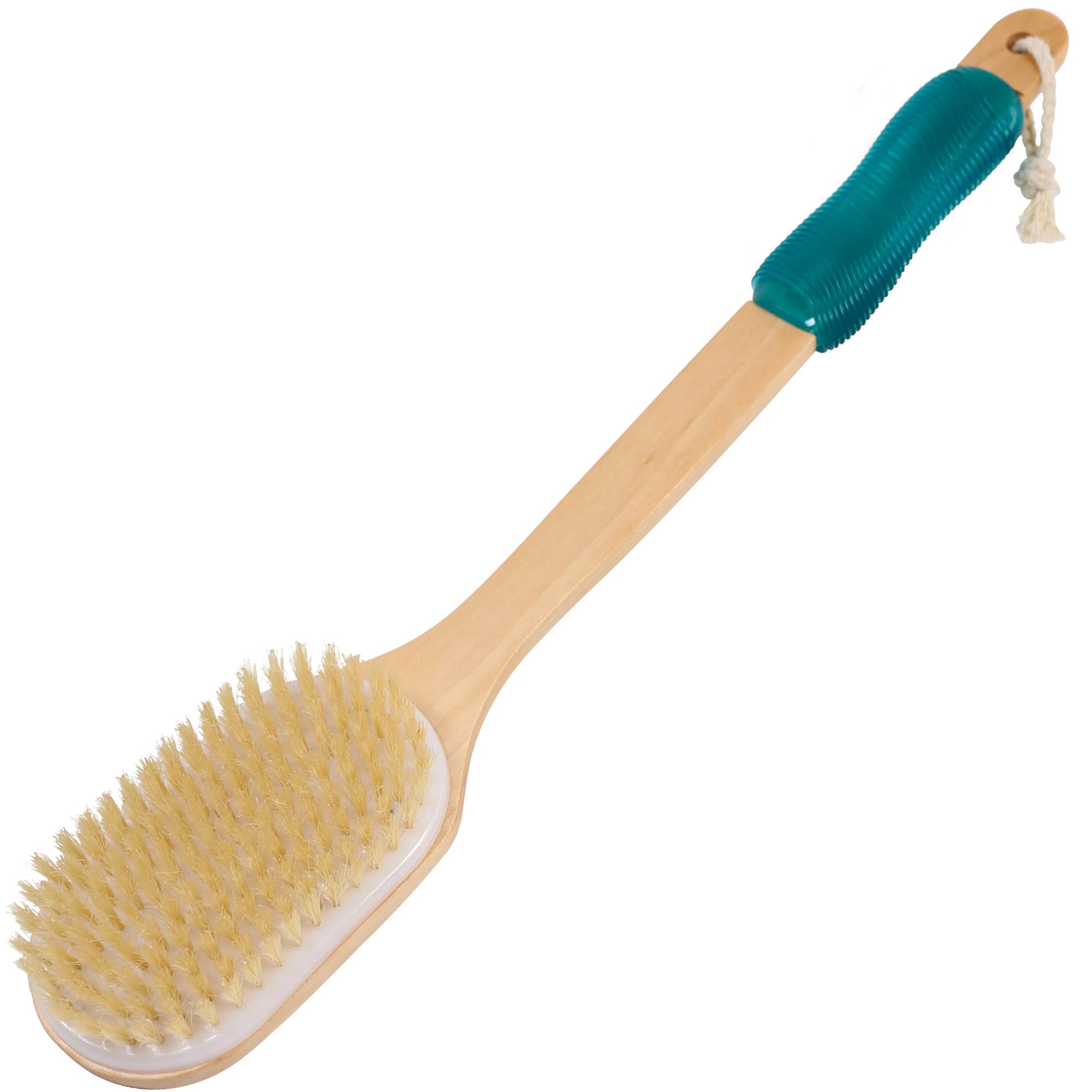 Owiizi Back Scrubber For Shower,Stiff Boar Bristles Wooden Curved Long Handle Antiskid Body Bath Brush For Back Use Wet Or Dry,D