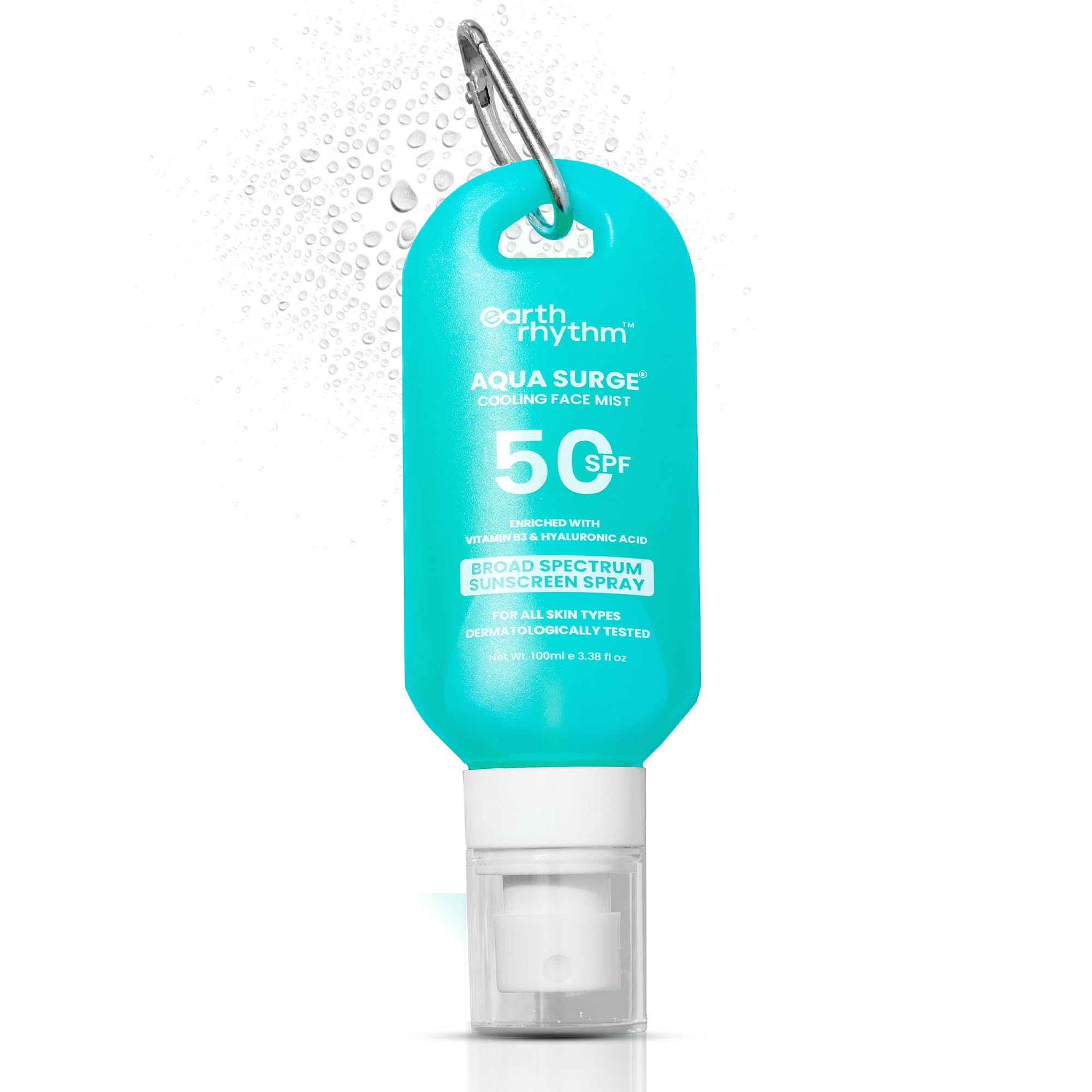 Earth Rhythm Cooling Aqua Surge Spf 50 Sunscreen Spray - Hydrates, Minimises Pores, Oxybenzone - Free