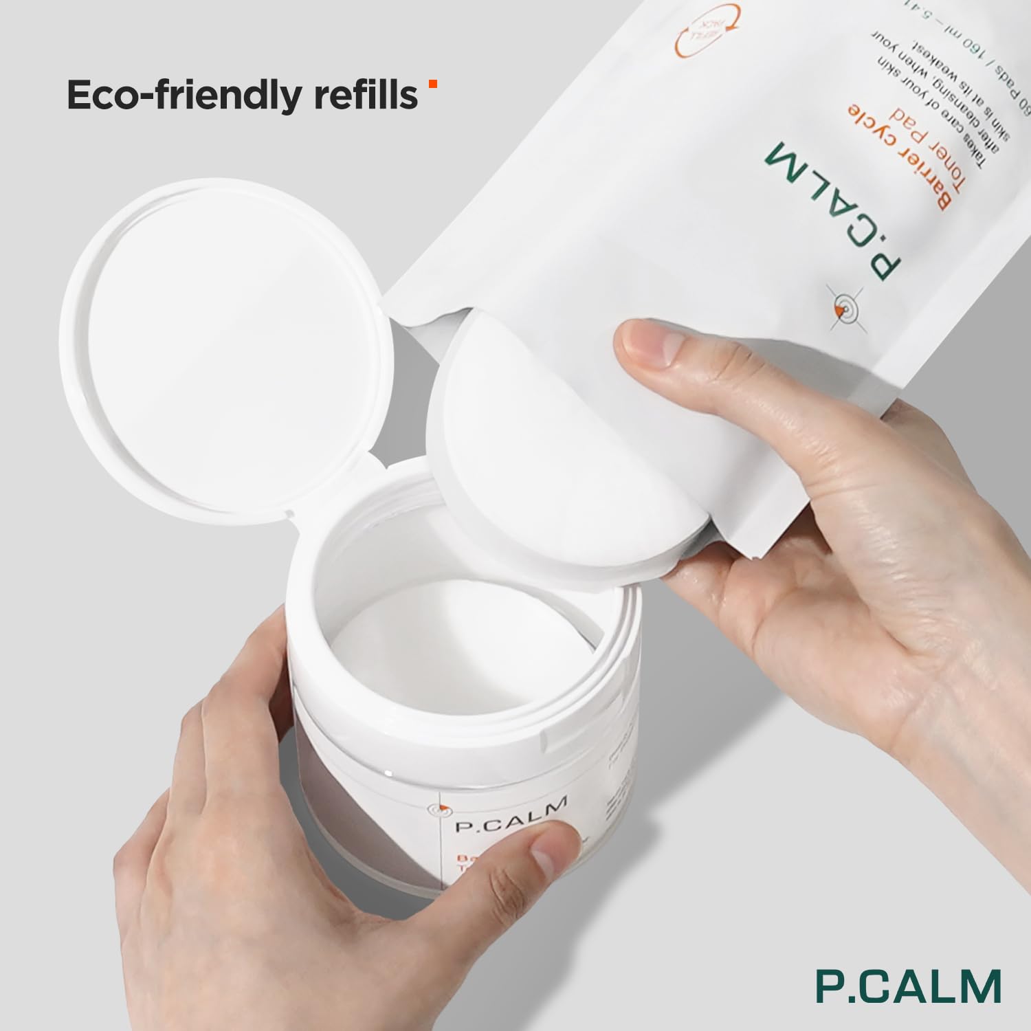 P.Calm Barrier Cycle Toner Pad With Refill Pack 60 + 60 Pads | Korean Skincare Daily Toner Pad For Calming Hydrating Soothing Se