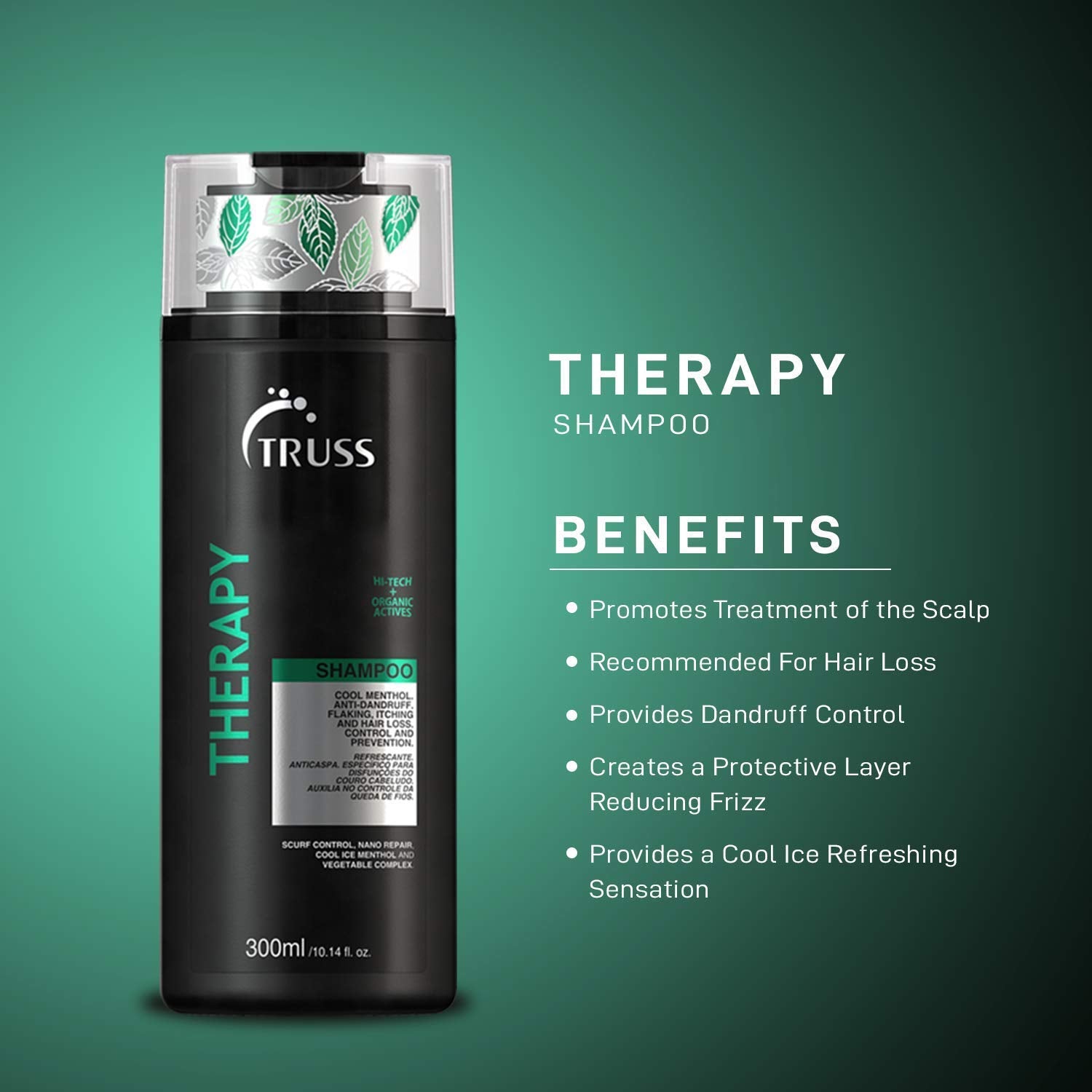 TRUSS Therapy Shampoo - Anti Dandruff Shampoo + Dry Scalp Treatment - Help Prevent Hair Loss and Reduce Oiliness While Protectin