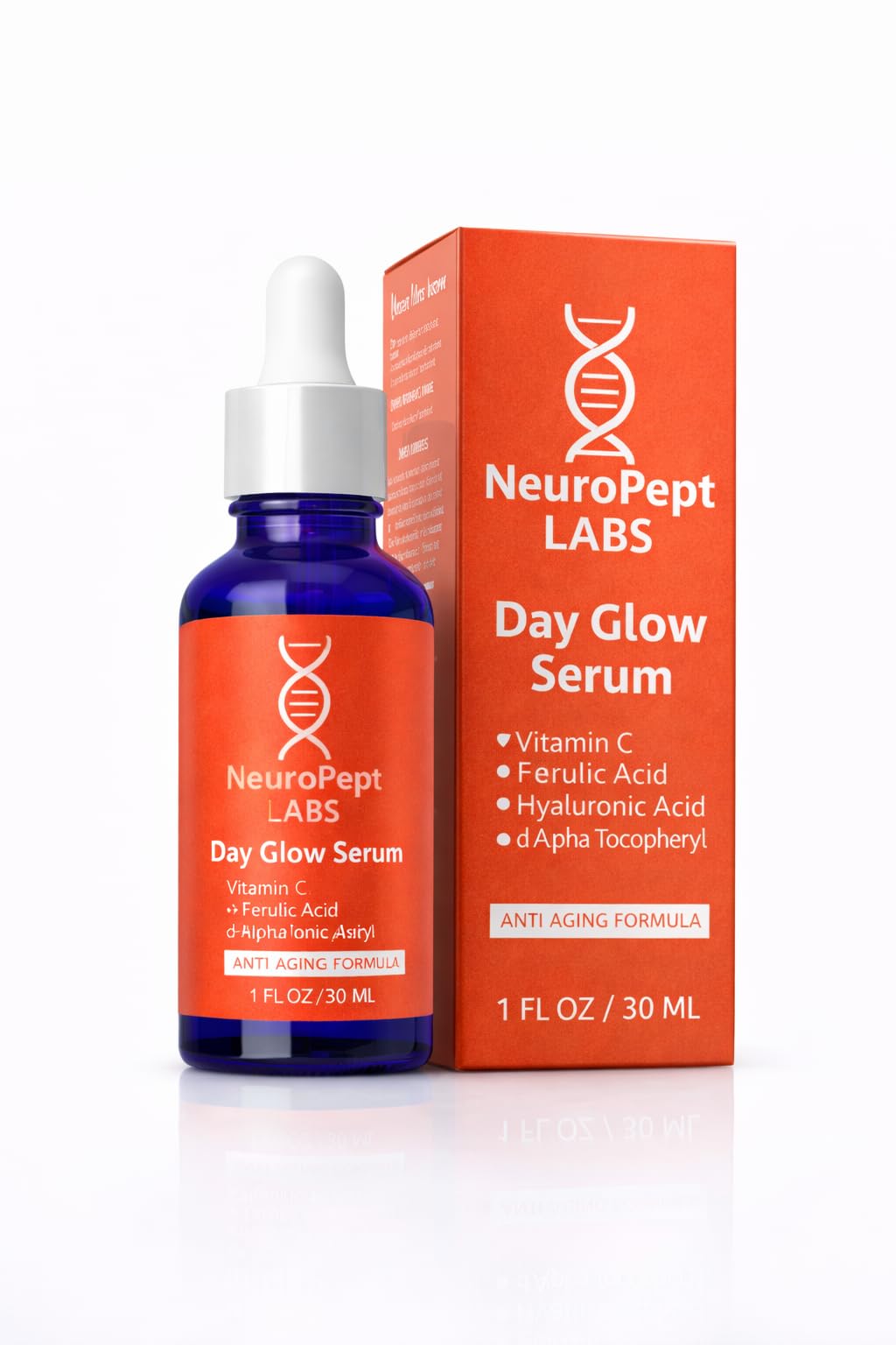 NeuroPept Labs Vitamin C Face Serum with Ferulic Acid & Hyaluronic Acid Brightening AntiAging Serum for Dark Spots & Fine Lines