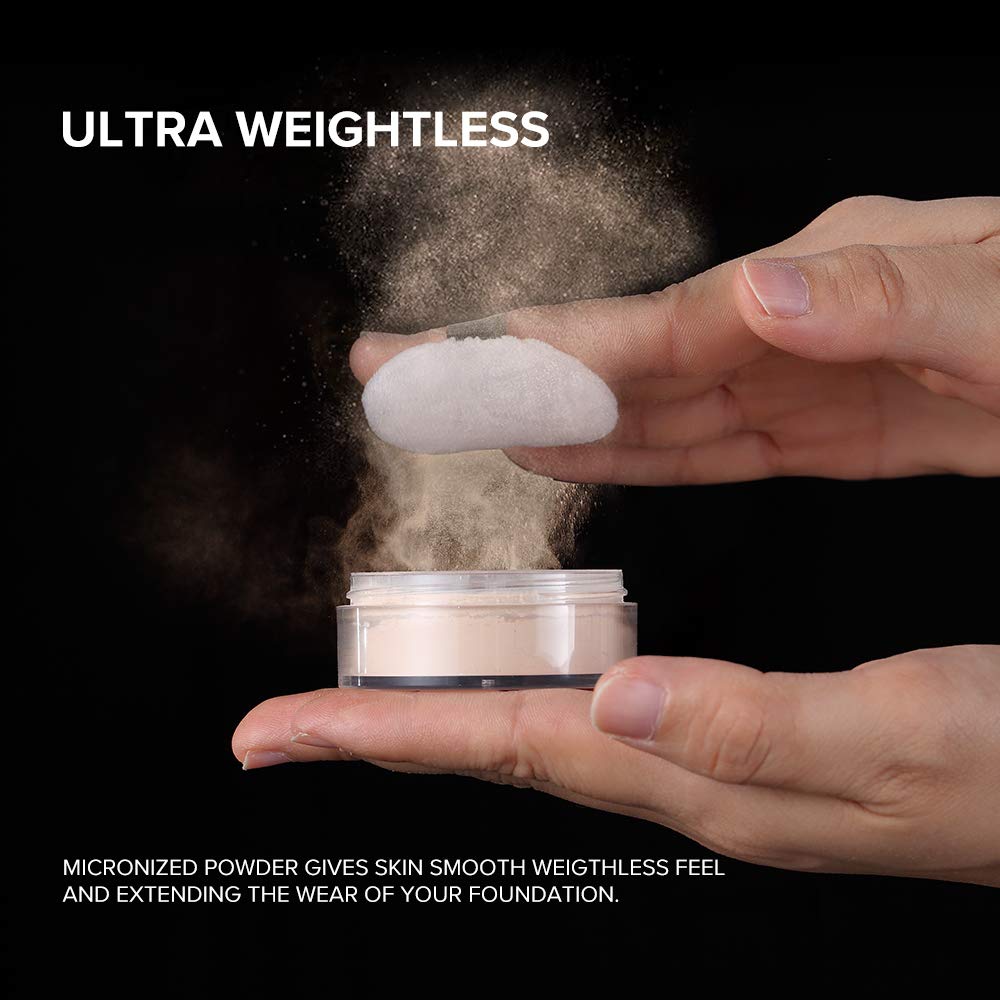 Oil Control Loose Powder Setting Make Up Waterproof Poreless Long Lasting Soft-Matte Face Powder Makeup, 0.32Oz (02)
