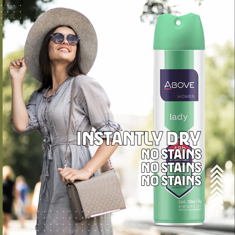Above Lady - 48 Hours Antiperspirant Deodorant - Dry Spray For Women - Notes Of Verbena, Raspberry And Pomegranate - Protects Ag