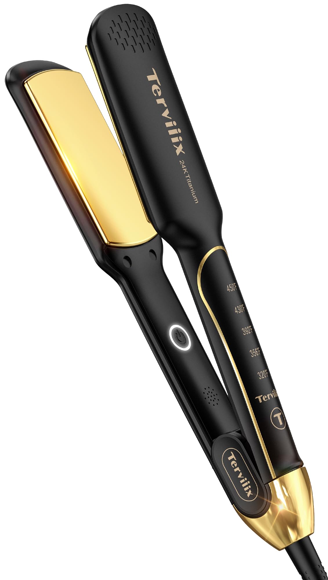Terviiix Titanium Flat Iron Hair Straightener - ARC Non-Snagging for Smooth, One-Swipe Results, Salon-Grade Wide 1-3/4 Inch Stra