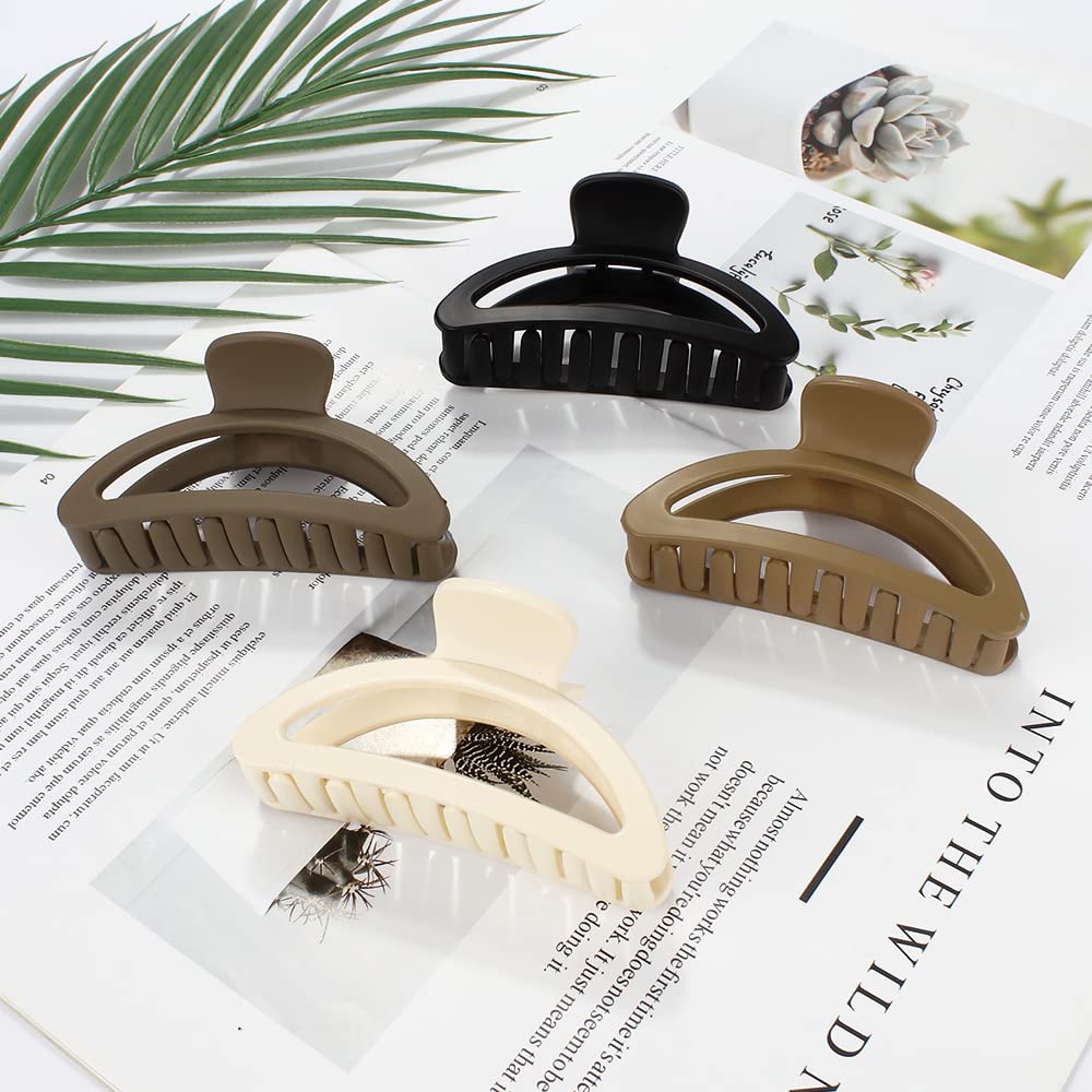Canitor Hair Clips Set - Neutral Matte Claw Clips For Thin, Medium, And Thick Hair - Cute Semicircle Designs For Women