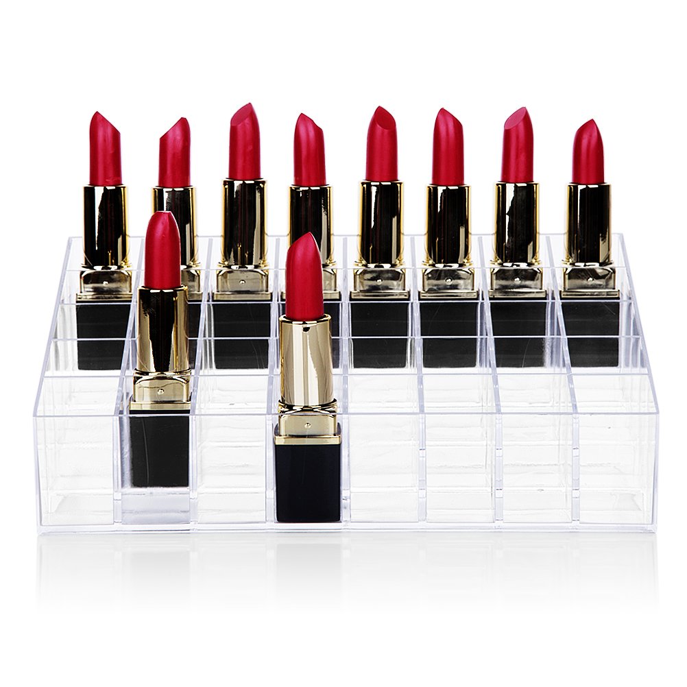 HBlife Lipstick Holder, 40 Spaces Clear Acrylic Lipstick Organizer Display Stand Cosmetic Makeup Organizer for Lipstick, Brushes
