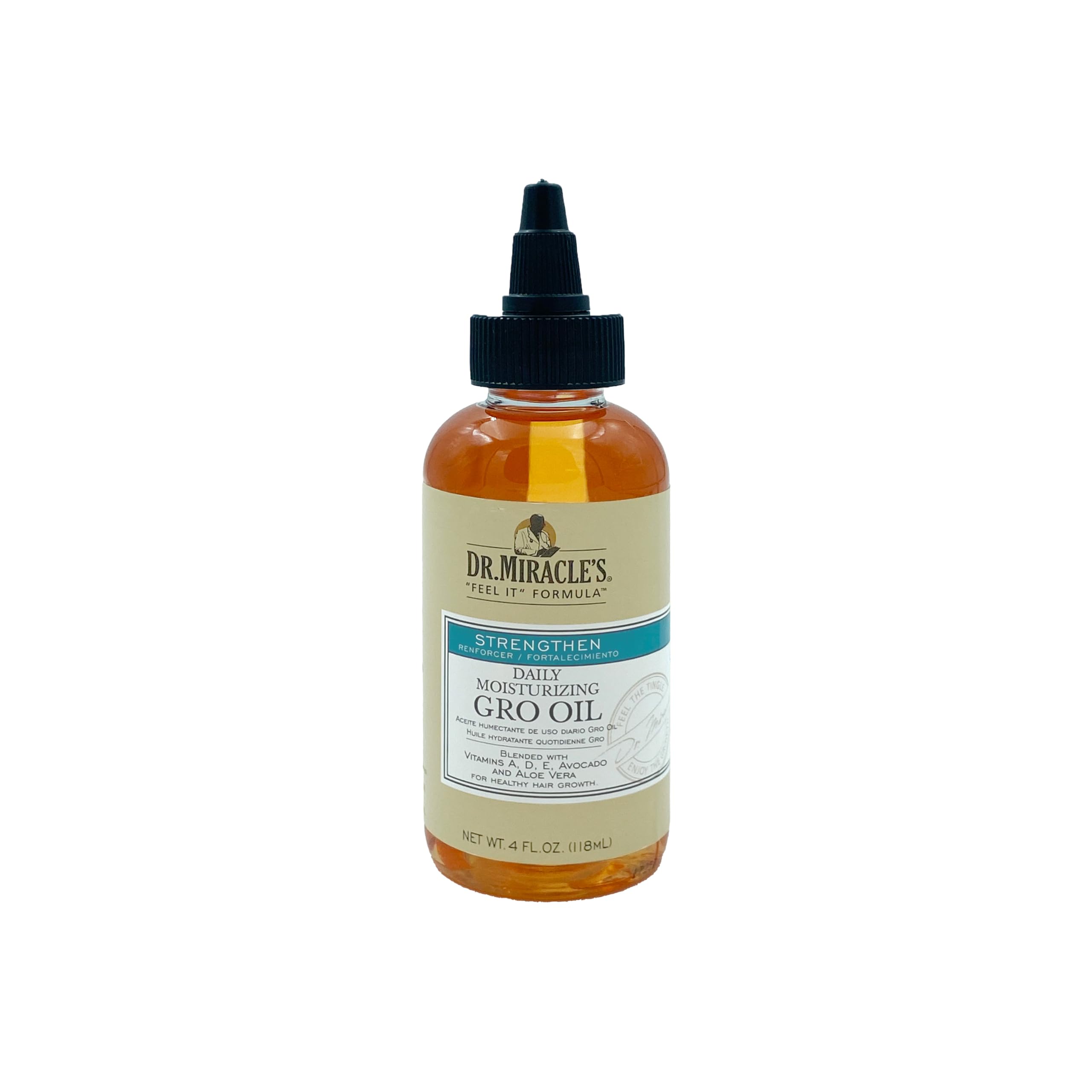 Dr. Miracle's Daily Moisturizing Gro Oil, 4 Fl Oz - Vitamins A, D, E, Avocado & Aloe Vera for Healthy Hair Growth