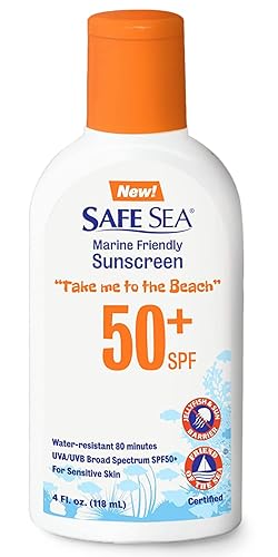 Safe Sea Jellyfish Sting-Blocking Sunscreen, SPF 50+ Lotion 4oz, Waterproof, Biodegradable, Coral Reef-Safe - Body and Face Suns
