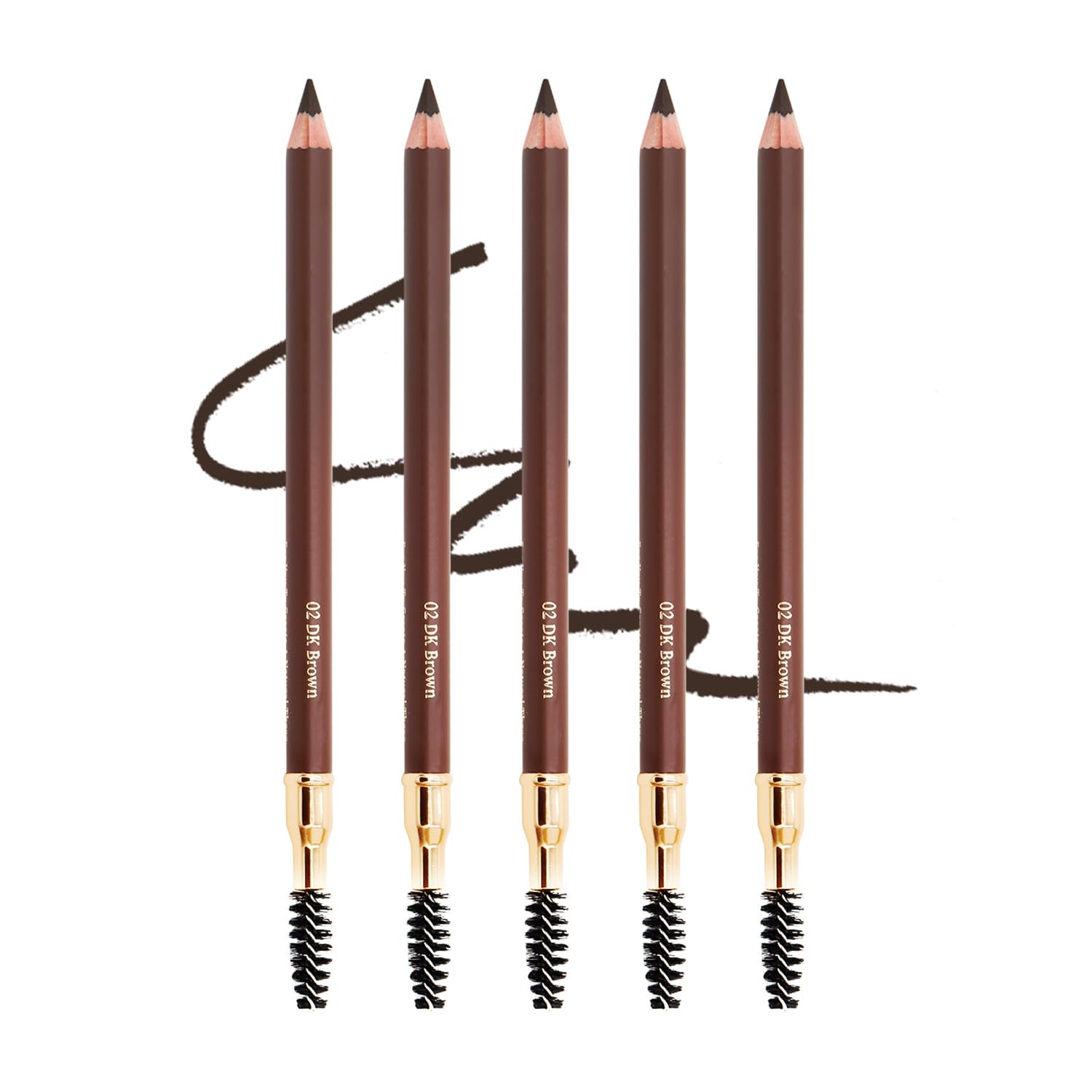 Bodermincer Eyebrow Pencil Longlasting Waterproof Durable Automaric Liner Eyebrow 5 Colors To Choose (5Pcs, 2# Dark Brown)