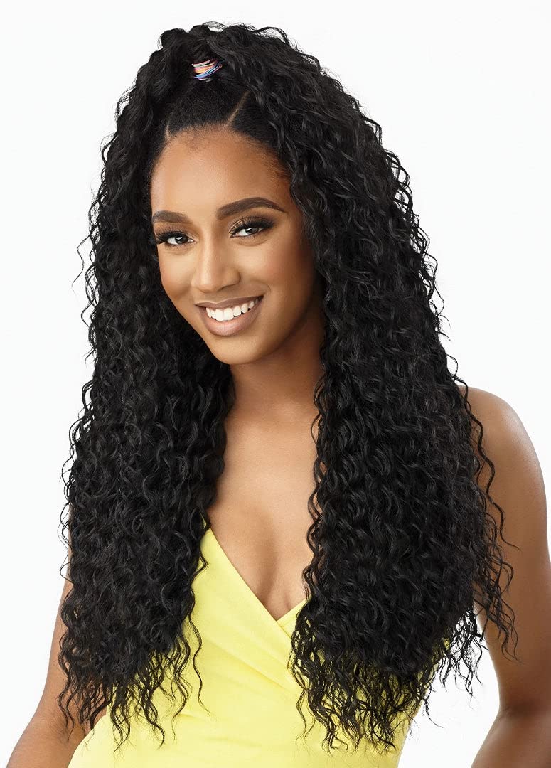 Outre Converti Cap Wet And Wavy Style Wig - Kissed By Mist (Color:1B Off Black)
