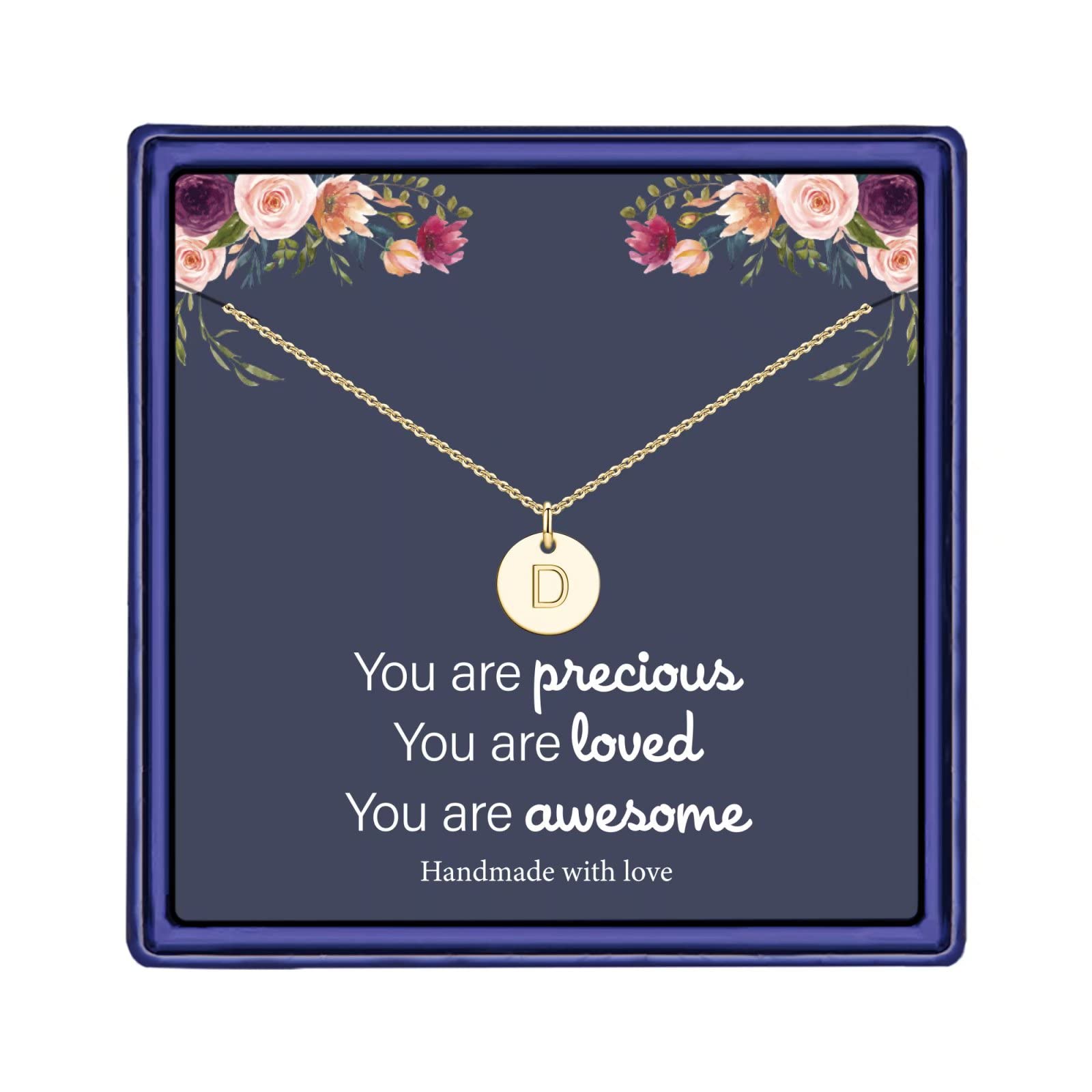 Hidepoo Disc Initial Necklaces - 14K Gold Filled Disc Double Side Letter Necklace for Women Dainty Letter Necklace Alphabet Disc