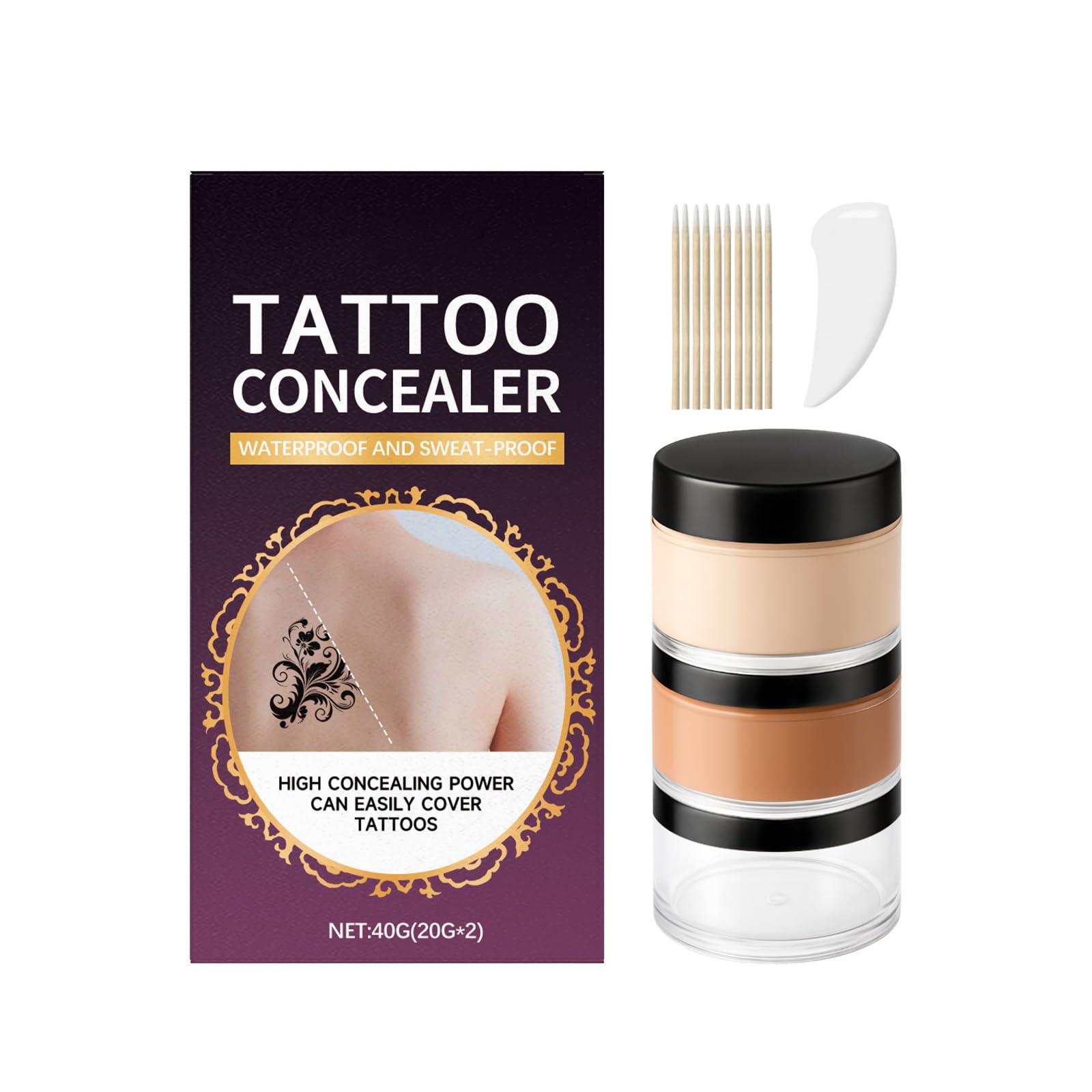 Tattoo Concealer Cream, High Coverage Concealer to Hide Scars Birthmarks