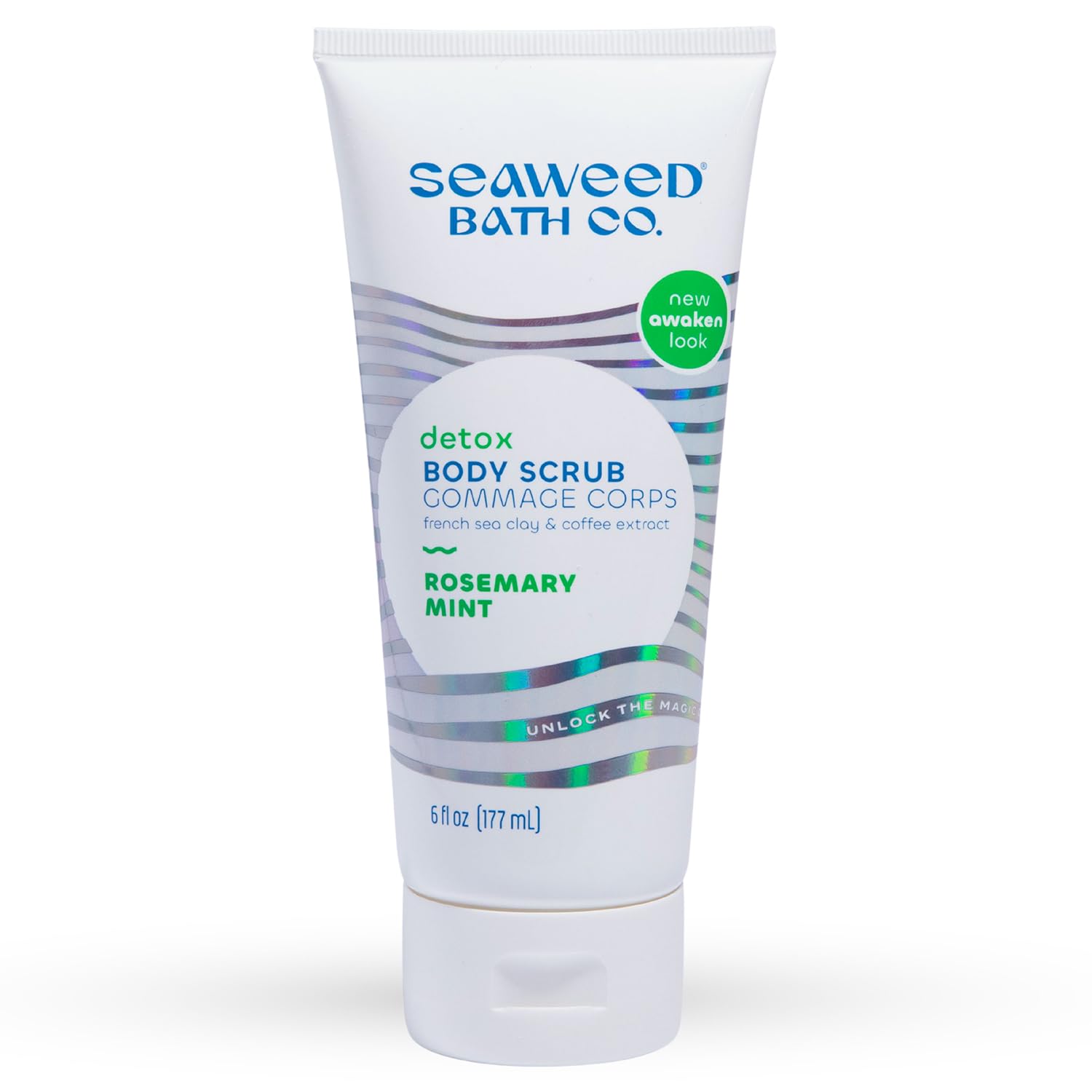 Seaweed Bath Co. Detox Body Scrub, Rosemary Mint Scent, 6 Ounce, Sustainably Harvested Seaweed, French Sea Clay, Coffee Extract