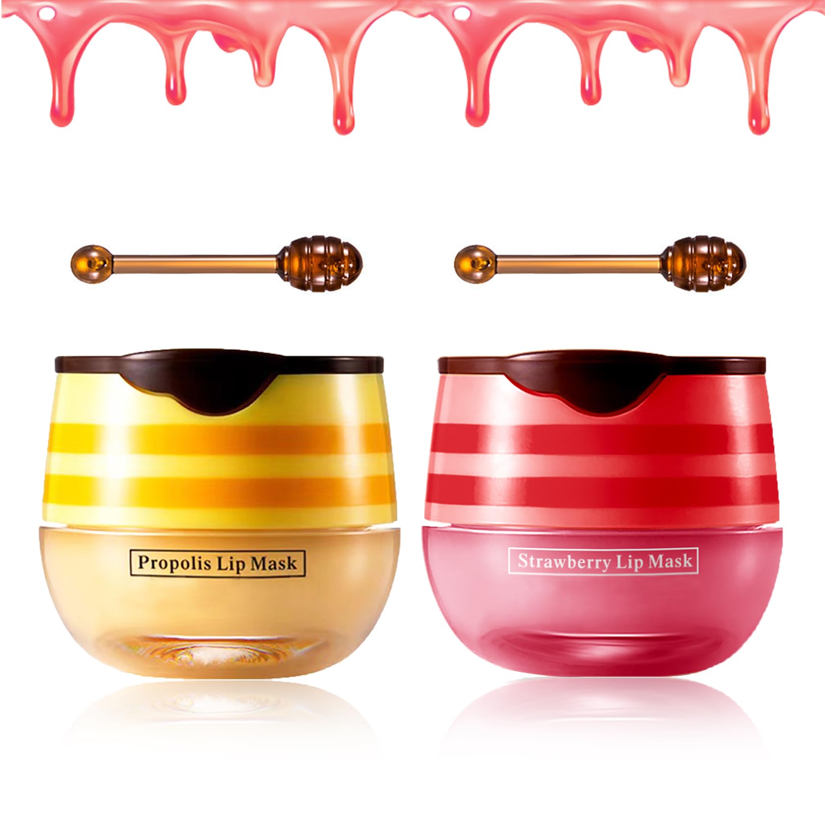 2PCS Bee Lip Balm Honey Pot Honey Lip Balm Sleeping Lip Mask Silky Hydrating Bee Lip Balm Lip Mask Overnight Lip Care Products -