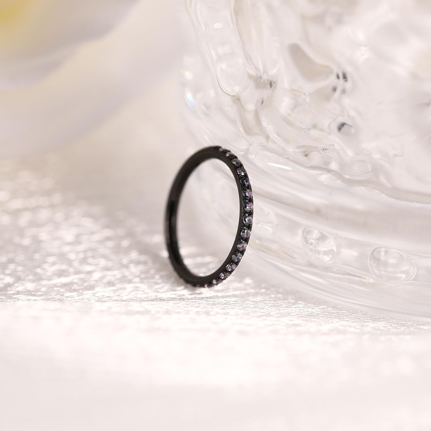 FUNLMO 16G Conch Piercing Jewelry 8mm Conch Earrings CZ Conch Hoop Earring Cartilage Earring Hoop Septum Jewelry Nose Ring Hoop