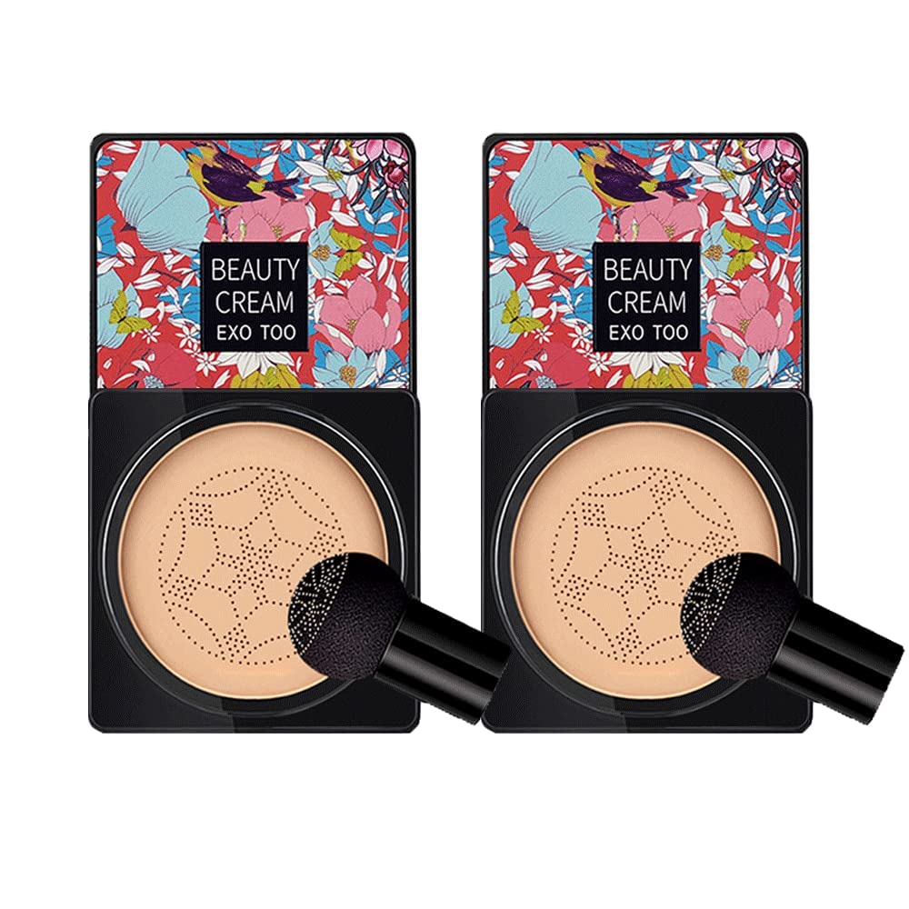 2Pcs Mushroom Head Air Cushion Cc Cream Foundation, Beauty Cream Exo Too Bb Cream, Moisturizing, Long Lasting, Matte Concealer,