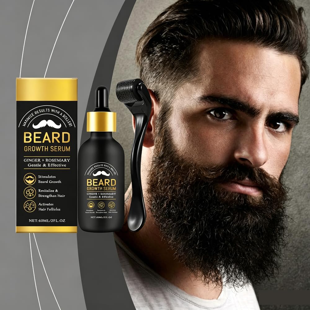 visualsource Beard Growth Serum Set Promotes Whisker Growth Strengthen Hair Roots Soften Skin Moisturizing Hydration Beard Care 