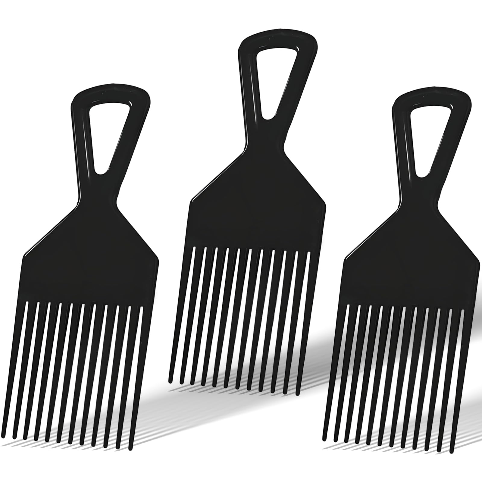 Black Afro Hair Pick Comb  Set of 3  Strong, Wide Tooth Comb for Styling and Detangling, for Men & Women