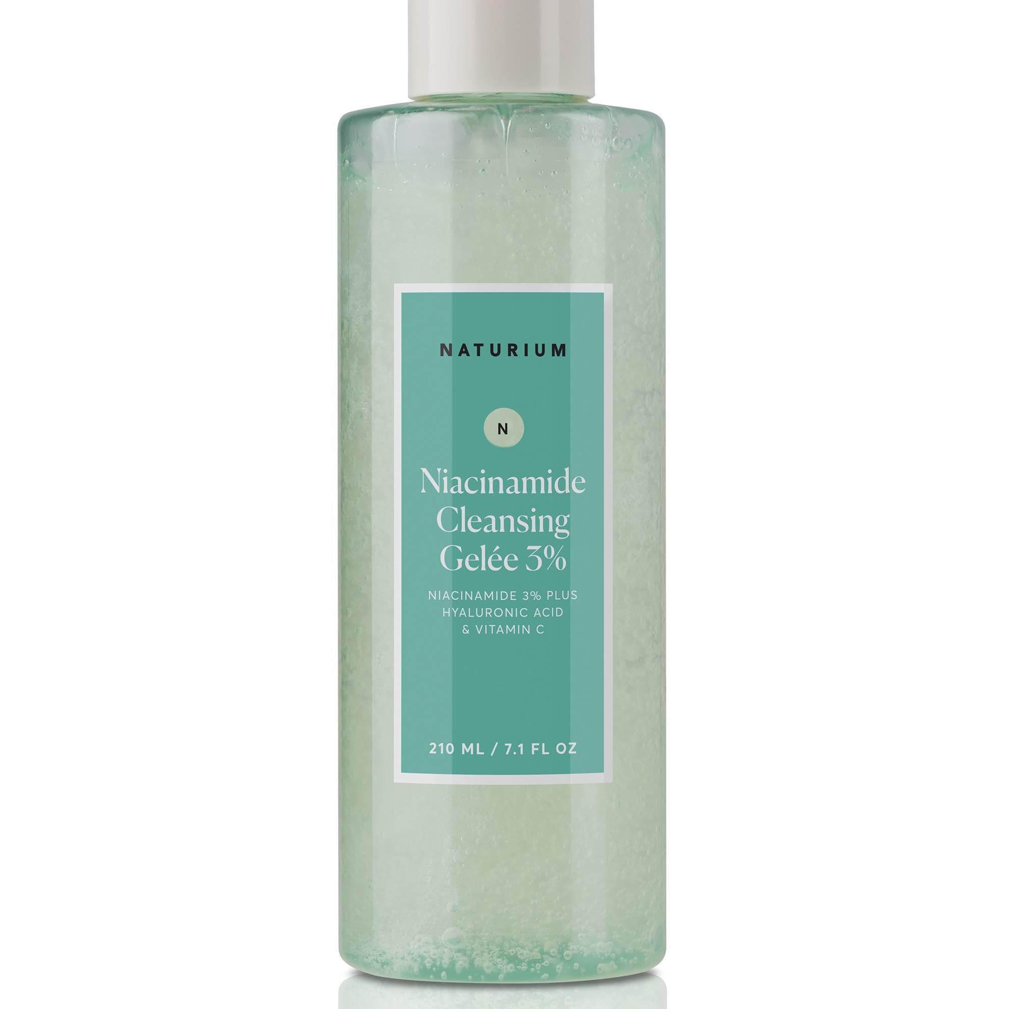 Naturium Niacinamide Cleansing Gel  e 3% Plus Hyaluronic Acid & Vitamin C, Gentle & Smoothing Face Wash, 7.1 oz
