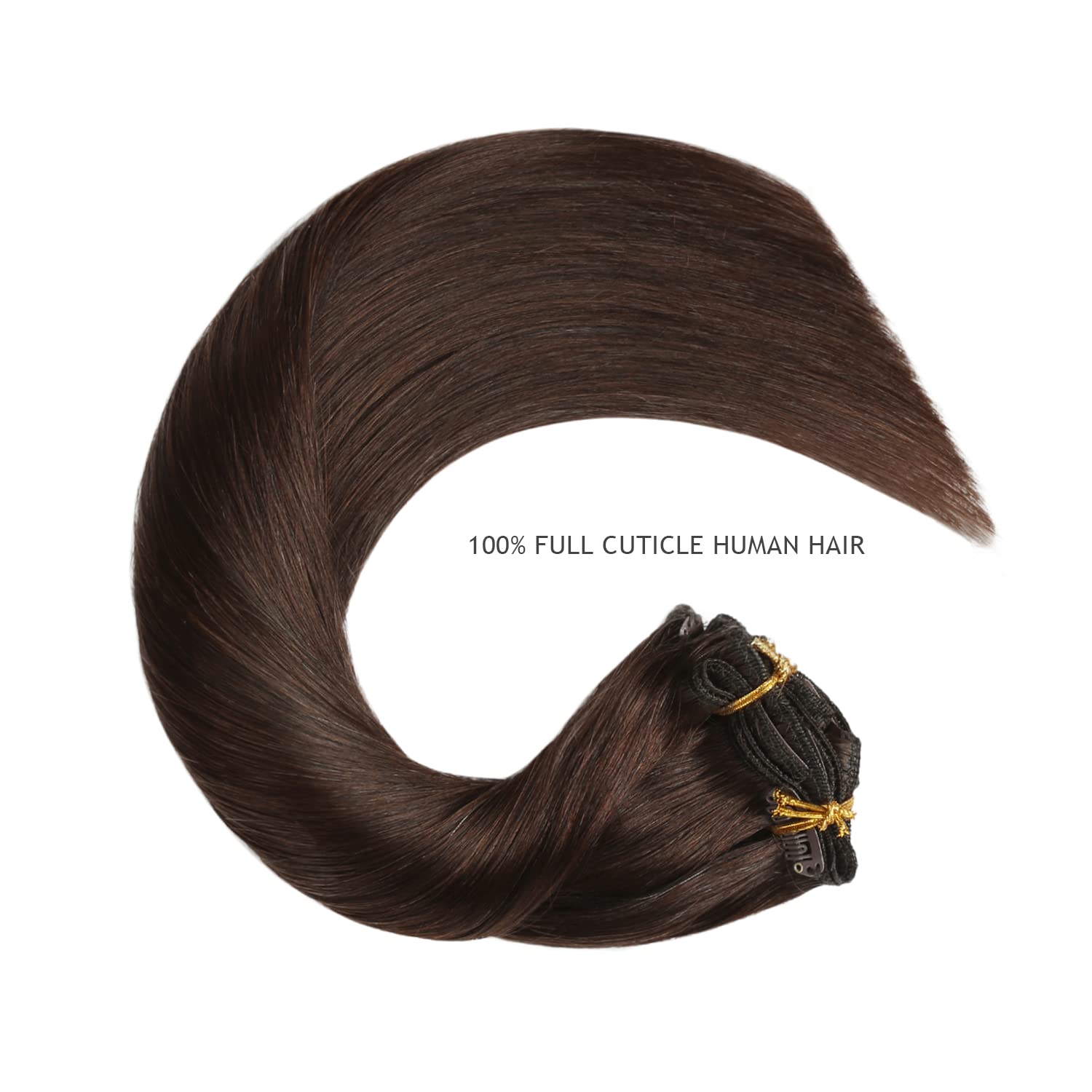 YILITE Clip in Hair Extensions 100% Remy Human Hair 8Pcs 120 Gram Double Weft Straight Real Human Hair Straight Clip in Hair Ext