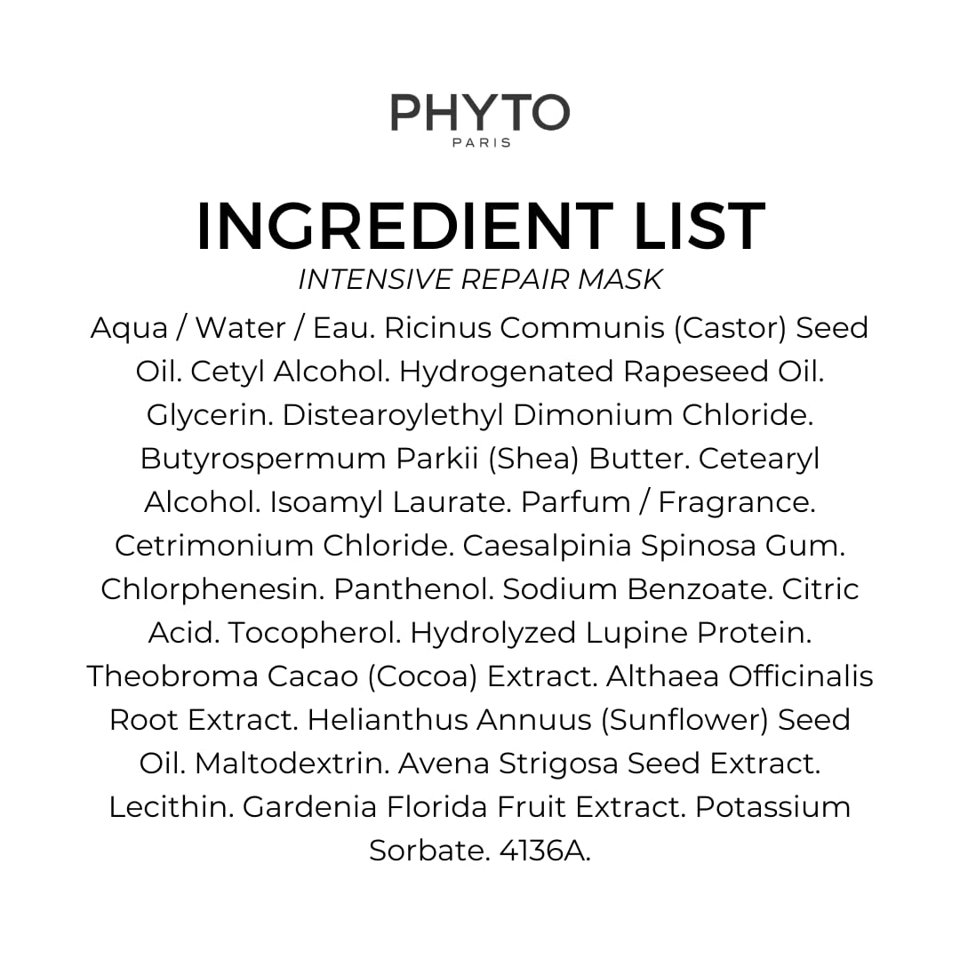 Phyto Paris Repair Intensive Restructuring Mask, Vegan, Silicone Free, Restores And Strengthens Damaged Hair And Brittle Hair Fi