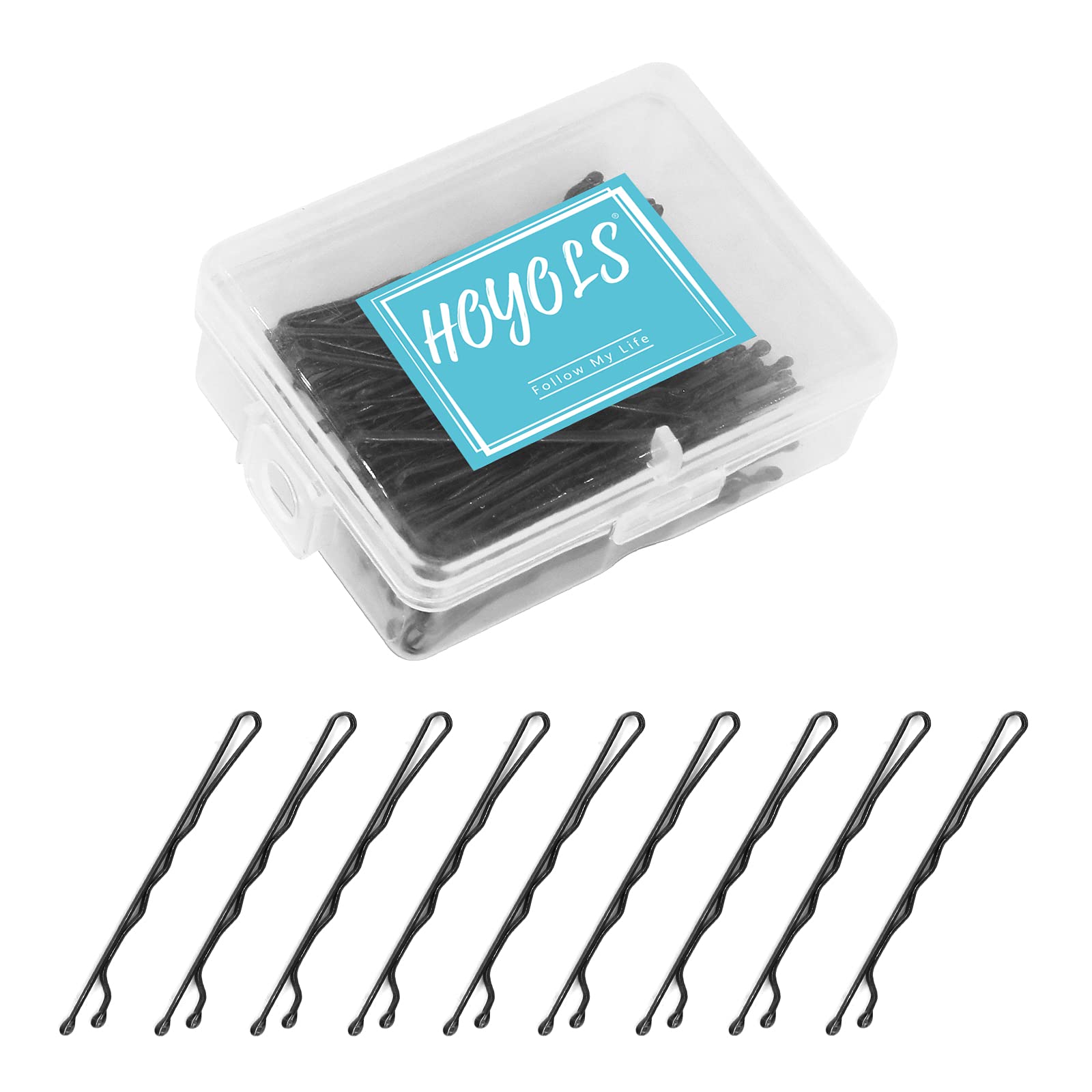 HOYOLS Bobby Pin Black, Premium Hair Pins for Thick Hair, Secure Hold Wavy Slide Proof Hair Styling Pins 100 Count, 2 Inch (Blac